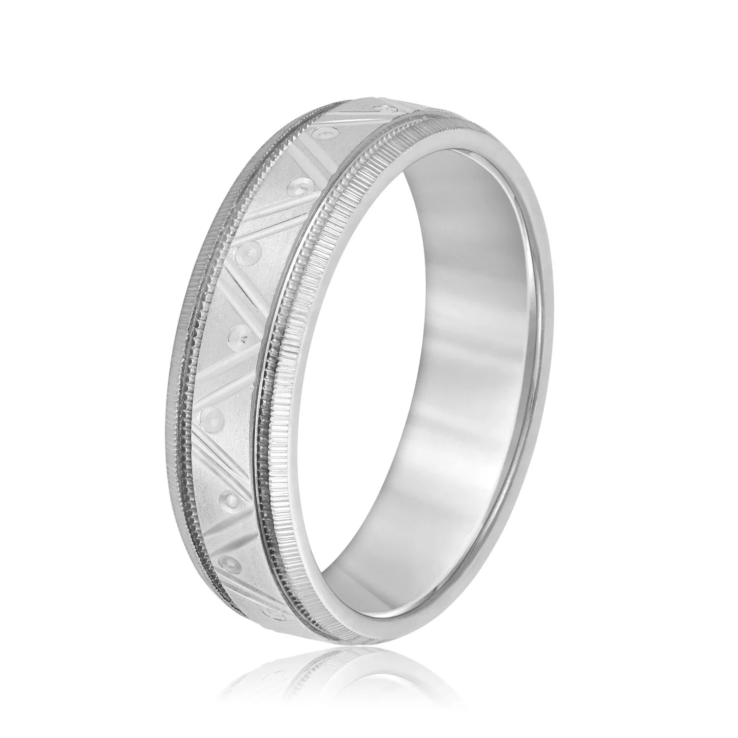 Men's Double Groove Geometric Wedding Band