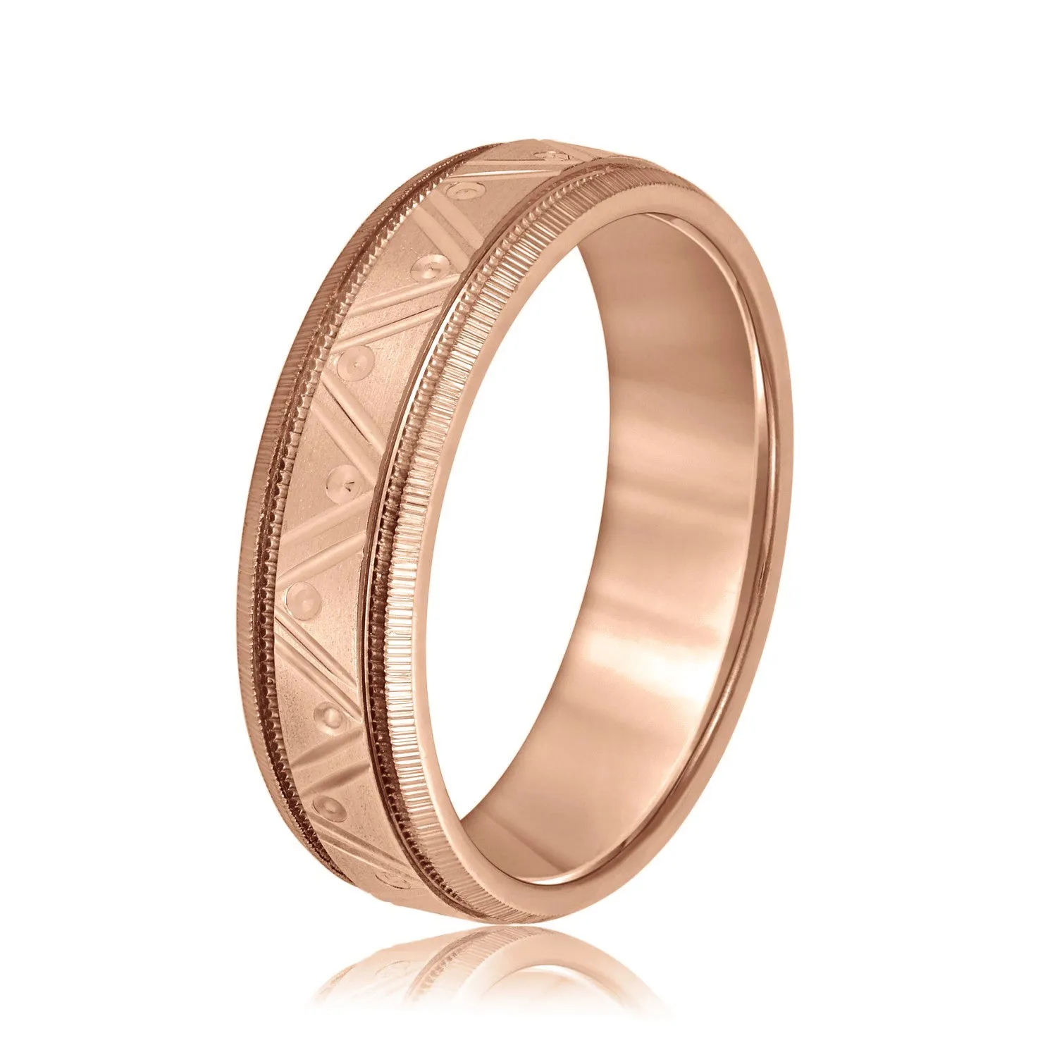 Men's Double Groove Geometric Wedding Band
