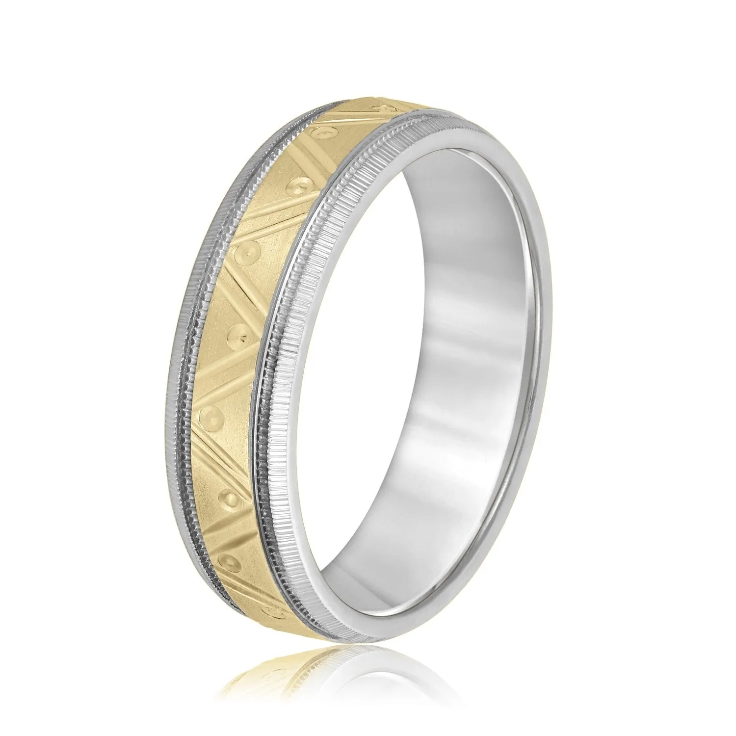 Men's Double Groove Geometric Wedding Band