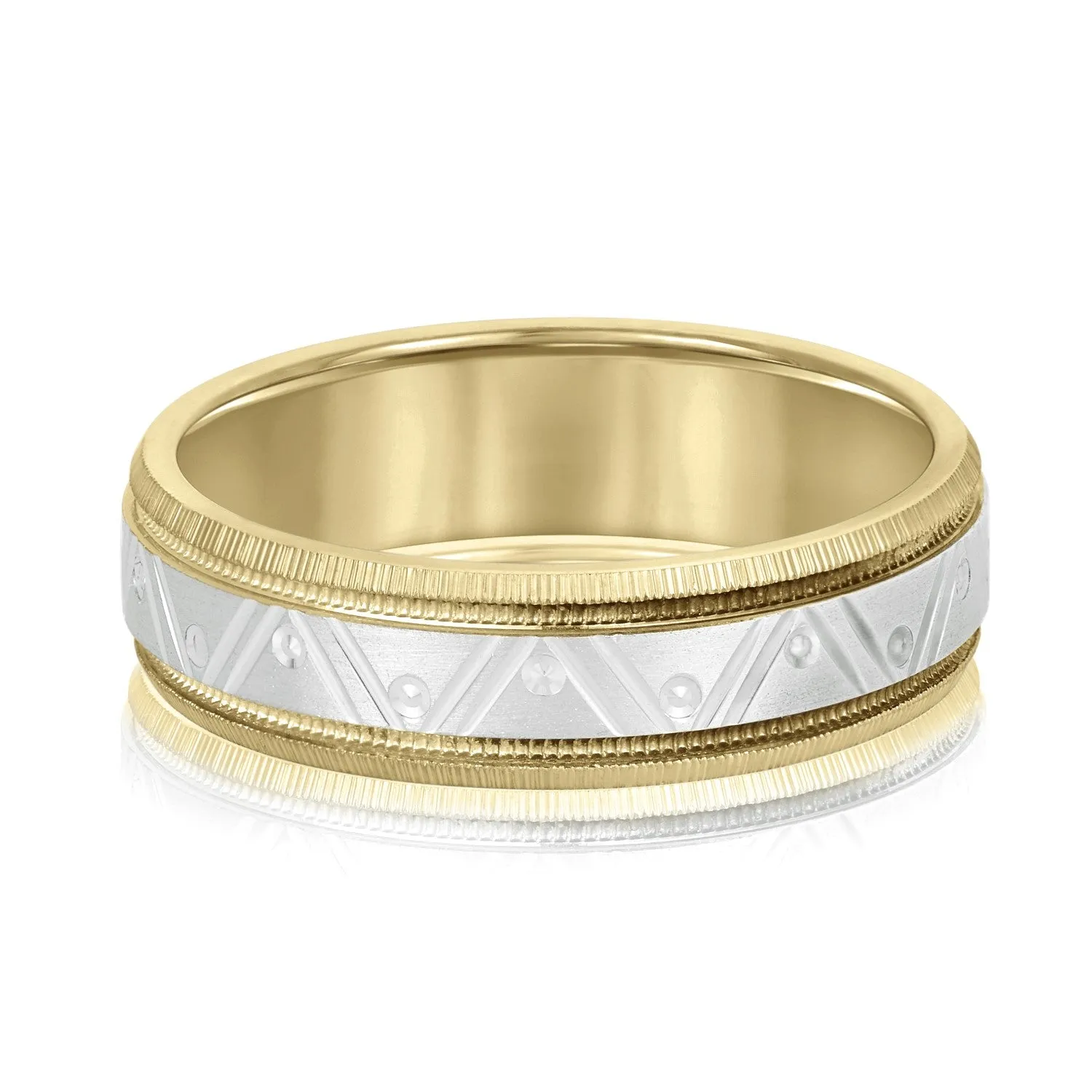 Men's Double Groove Geometric Wedding Band
