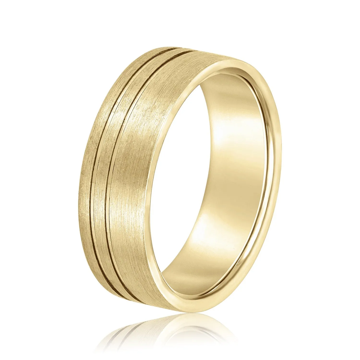 Men's Flat Wedding Band With Double Lines