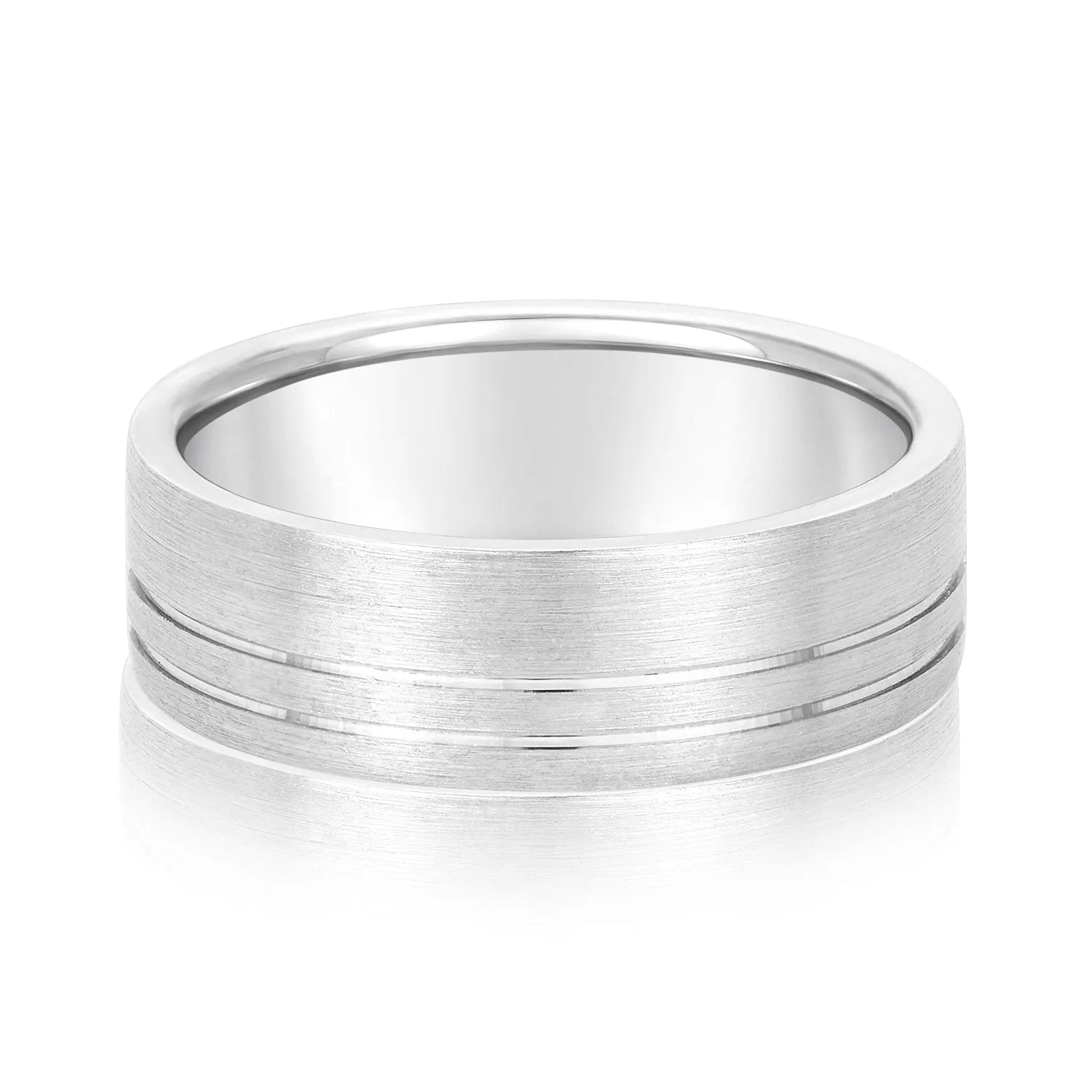 Men's Flat Wedding Band With Double Lines