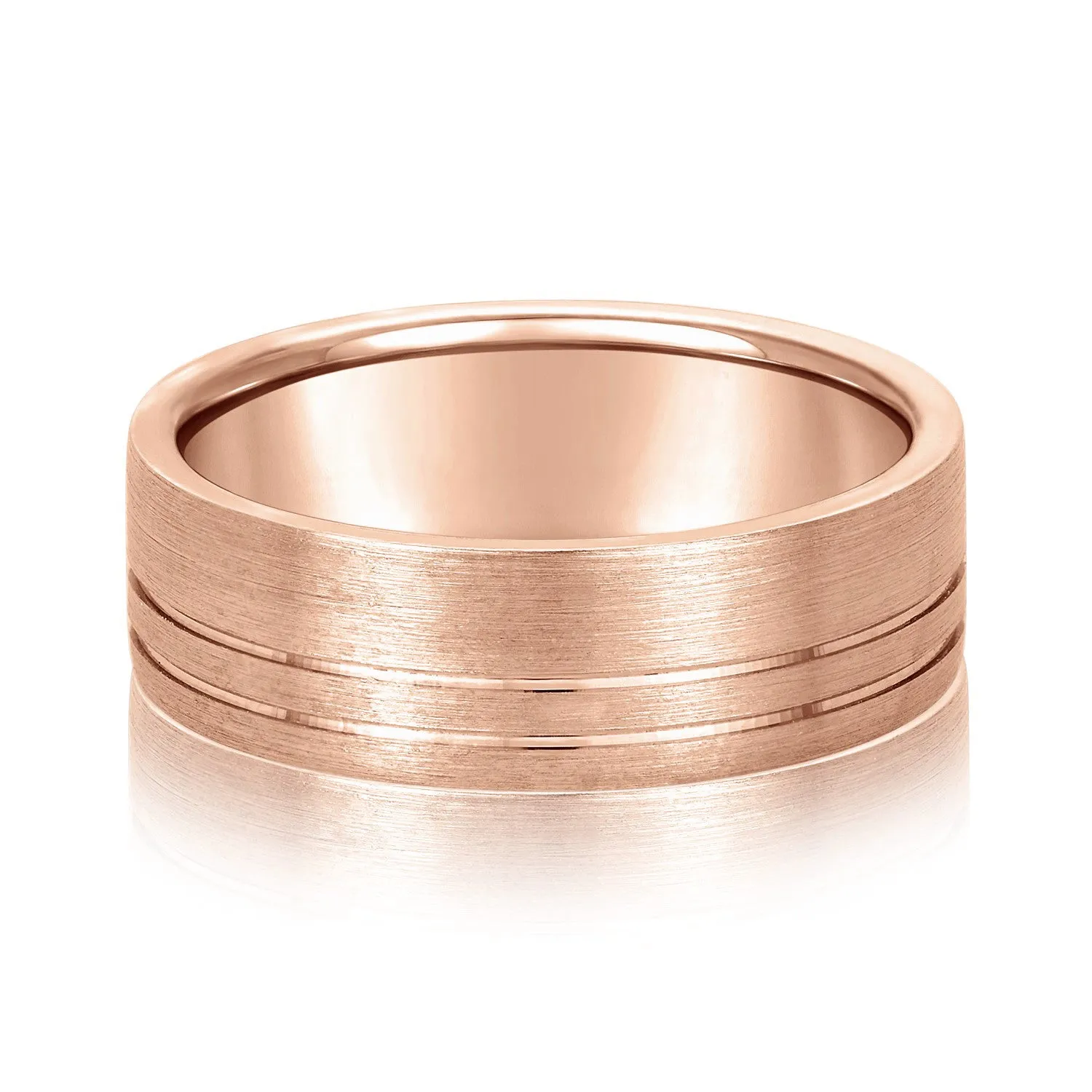 Men's Flat Wedding Band With Double Lines