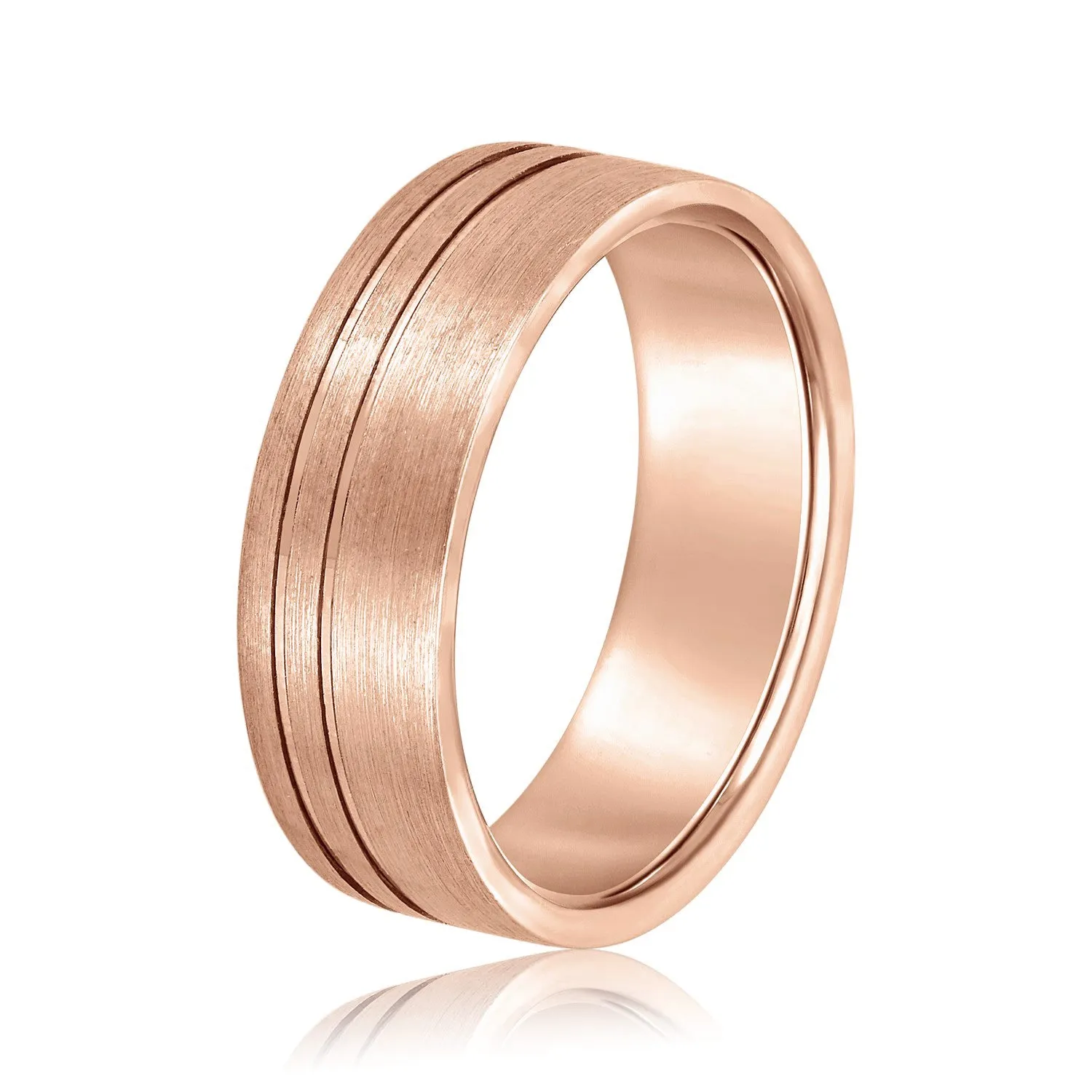 Men's Flat Wedding Band With Double Lines
