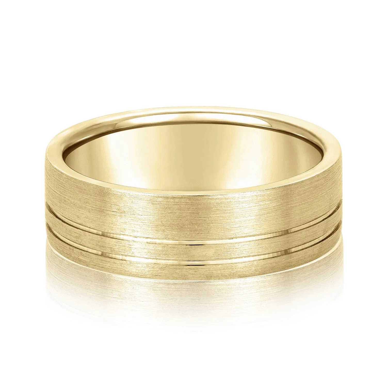 Men's Flat Wedding Band With Double Lines
