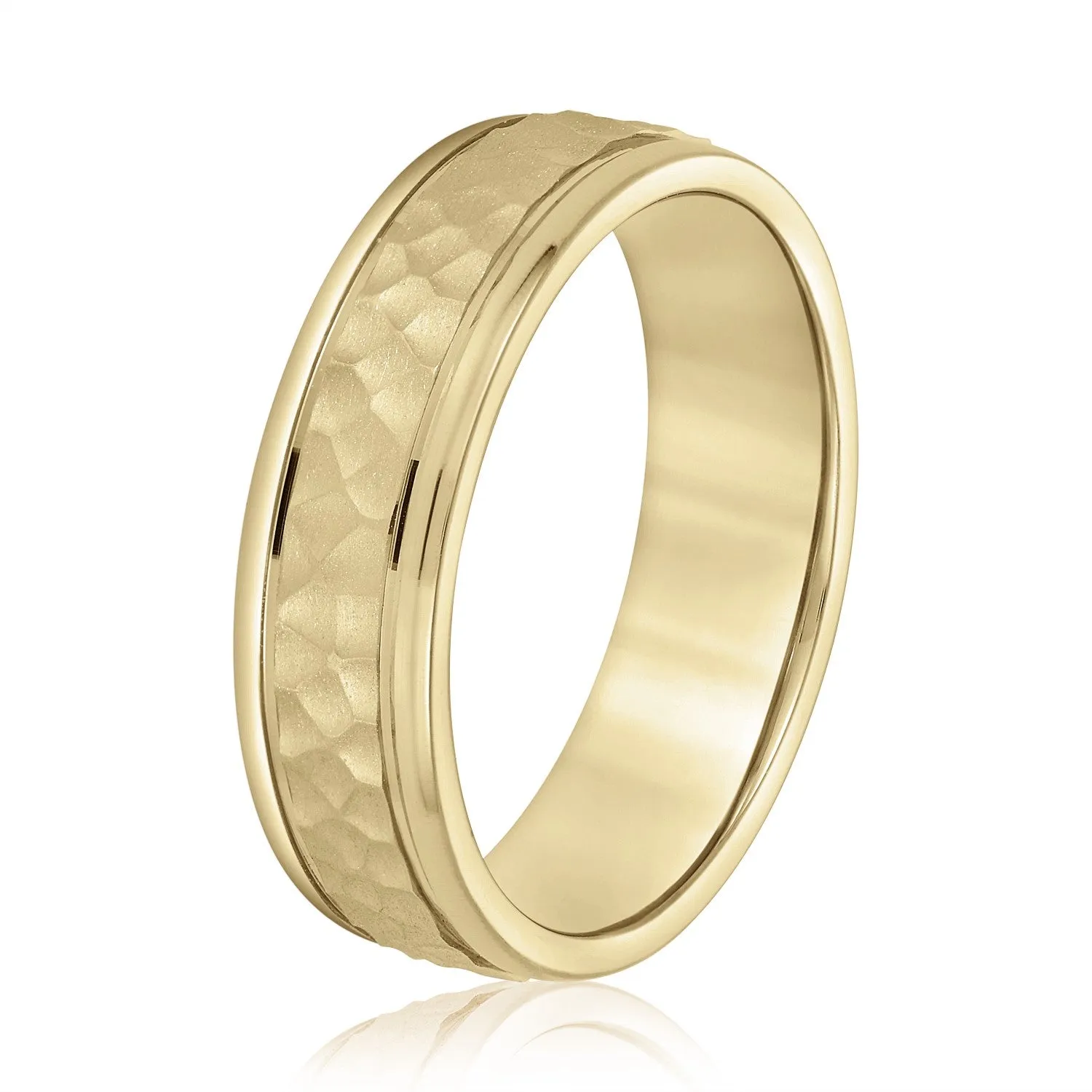 Men's Hammered Outside Groove Wedding Band