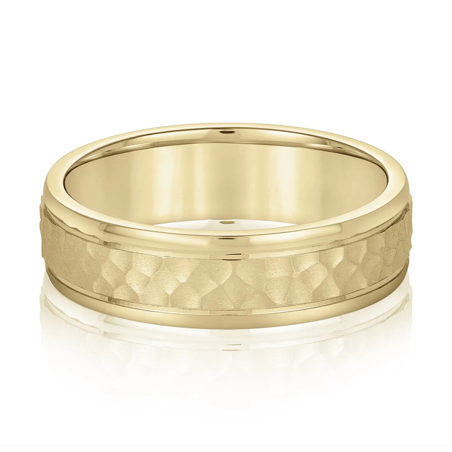 Men's Hammered Outside Groove Wedding Band
