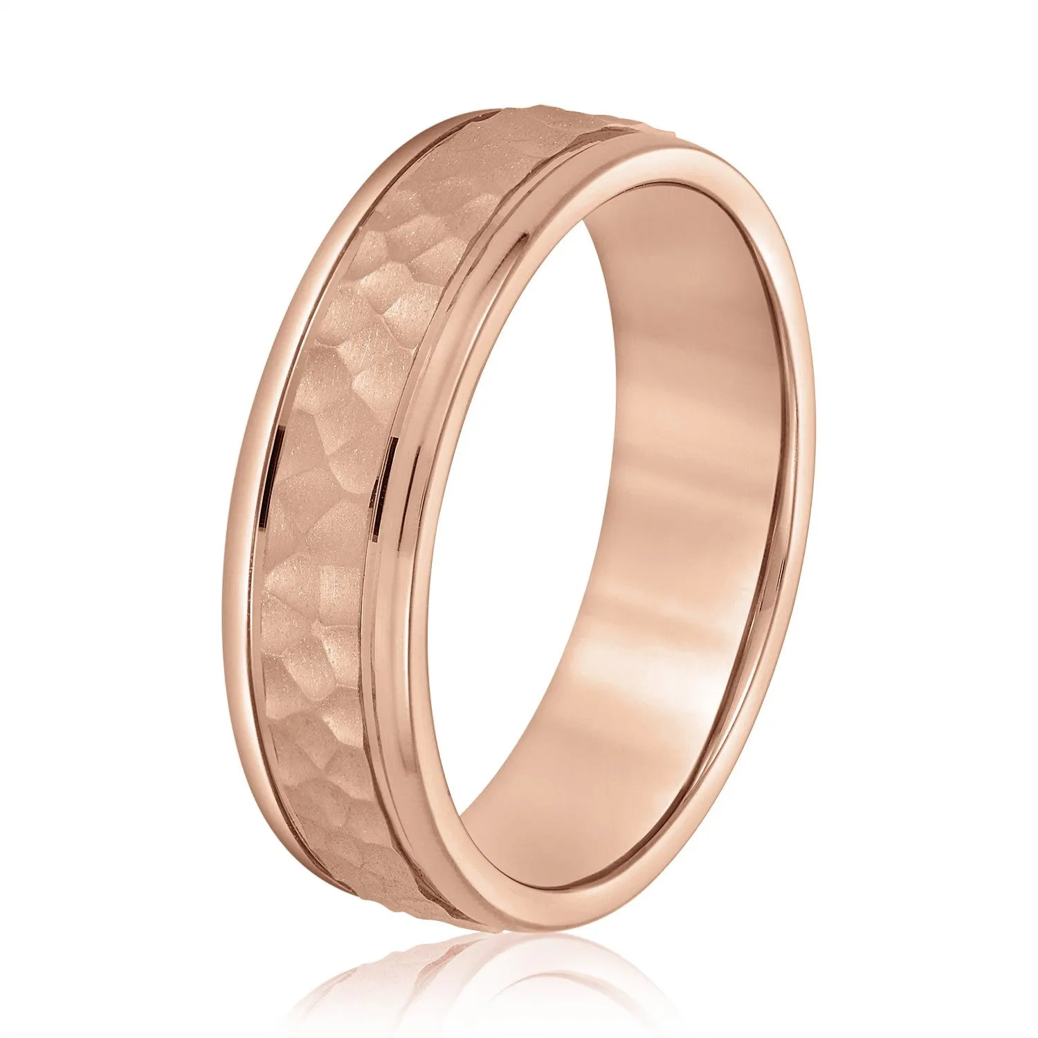 Men's Hammered Outside Groove Wedding Band