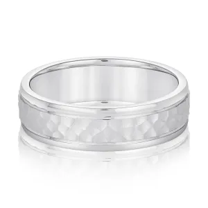 Men's Hammered Outside Groove Wedding Band