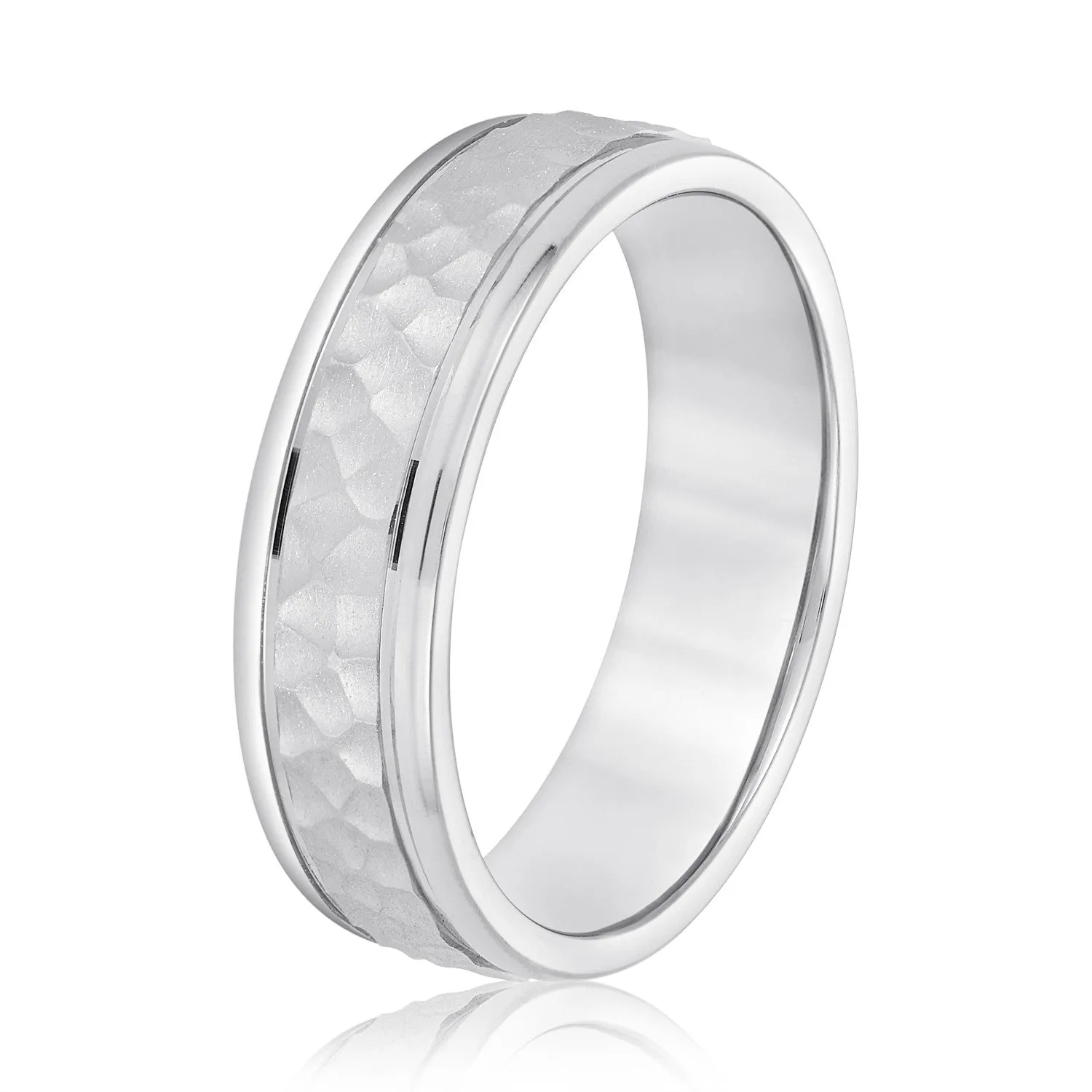 Men's Hammered Outside Groove Wedding Band