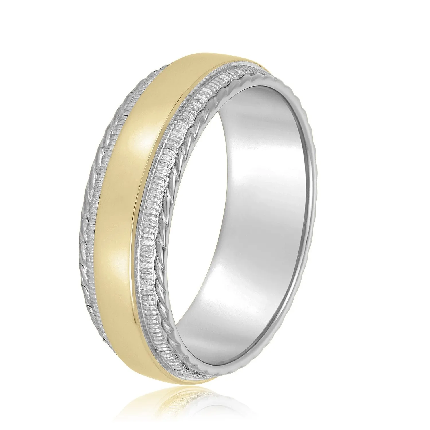 Men's Milgrain Lines and Rope Edges Band