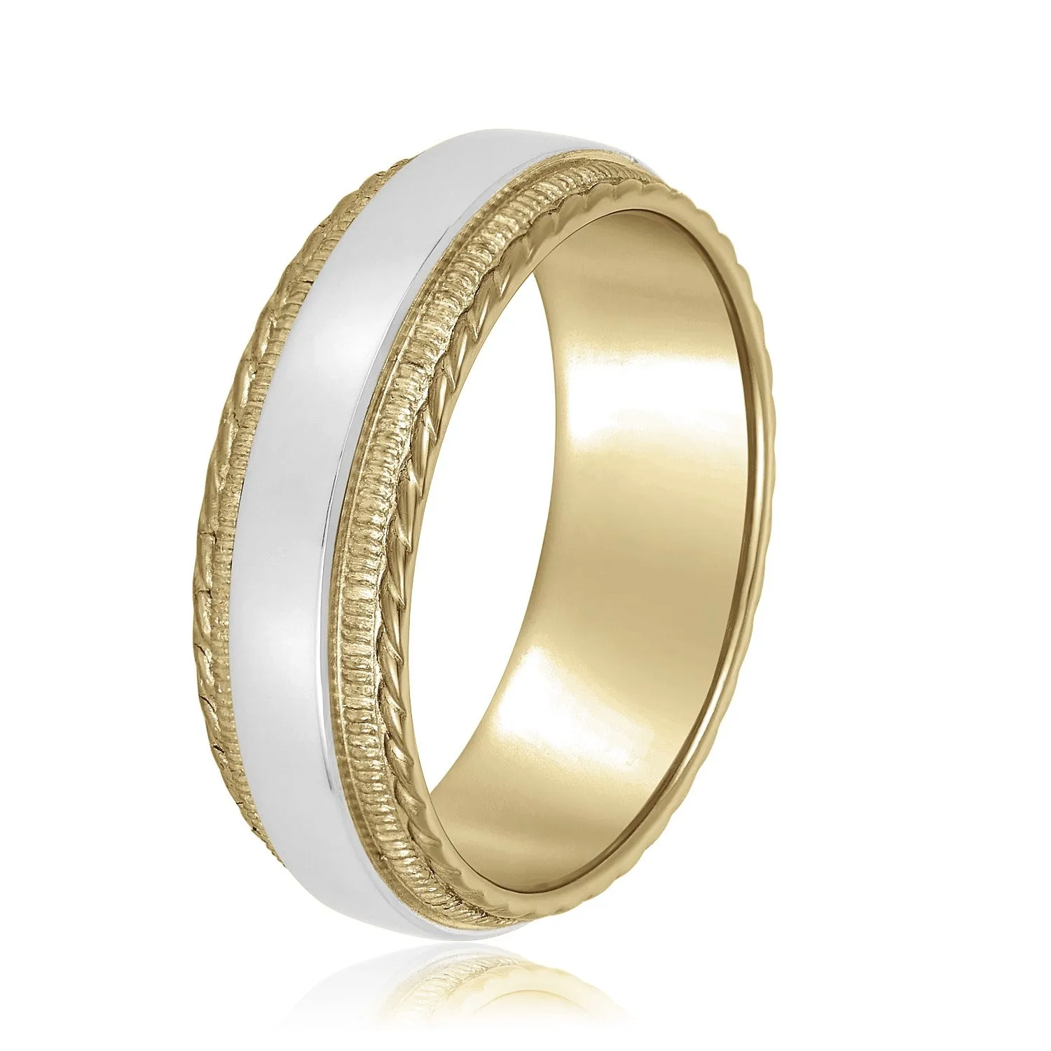 Men's Milgrain Lines and Rope Edges Band