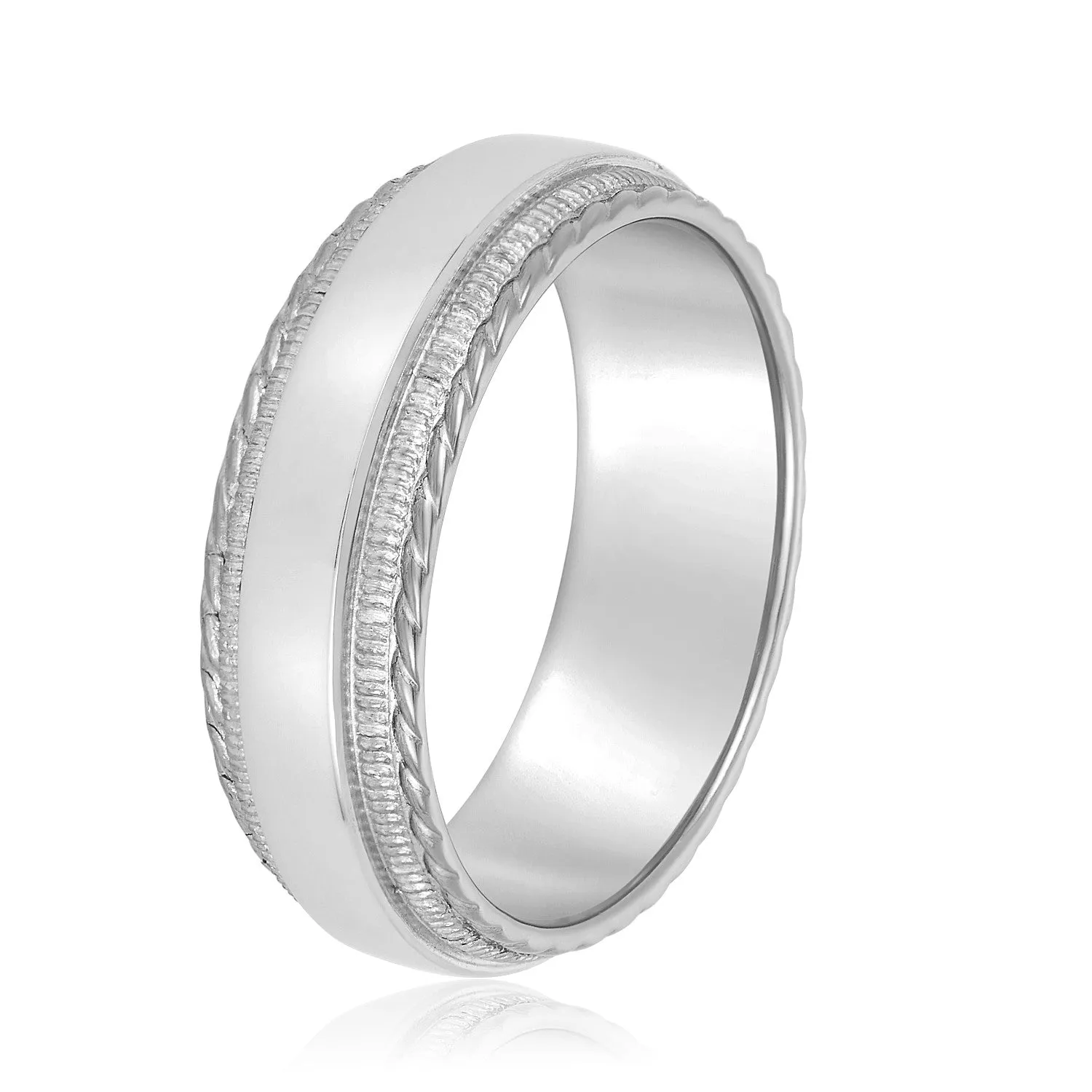 Men's Milgrain Lines and Rope Edges Band