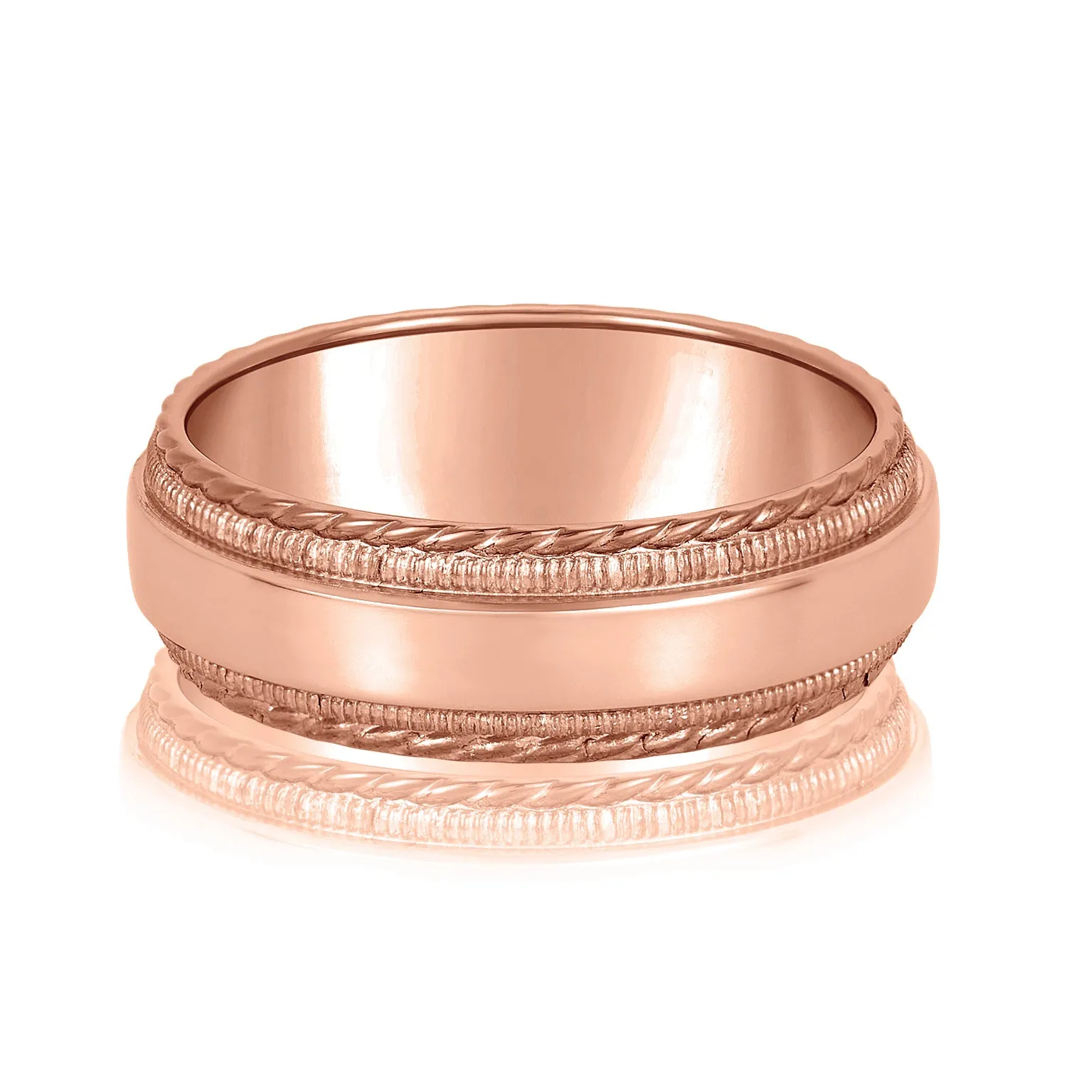 Men's Milgrain Lines and Rope Edges Band