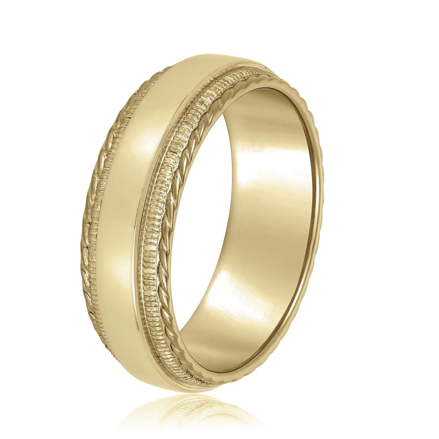 Men's Milgrain Lines and Rope Edges Band