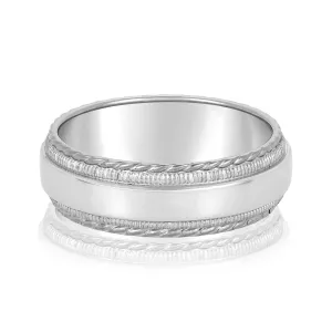 Men's Milgrain Lines and Rope Edges Band