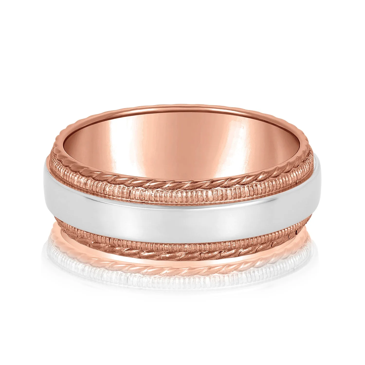 Men's Milgrain Lines and Rope Edges Band