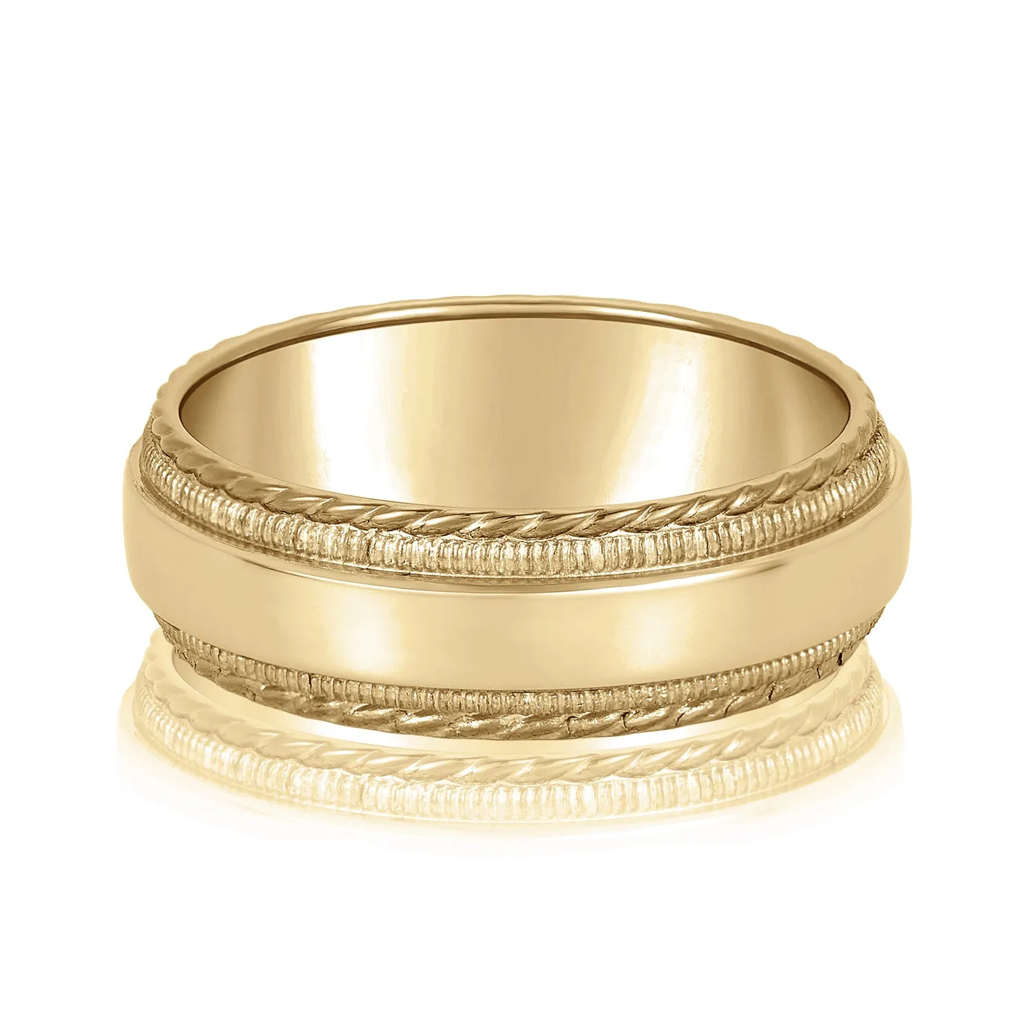 Men's Milgrain Lines and Rope Edges Band