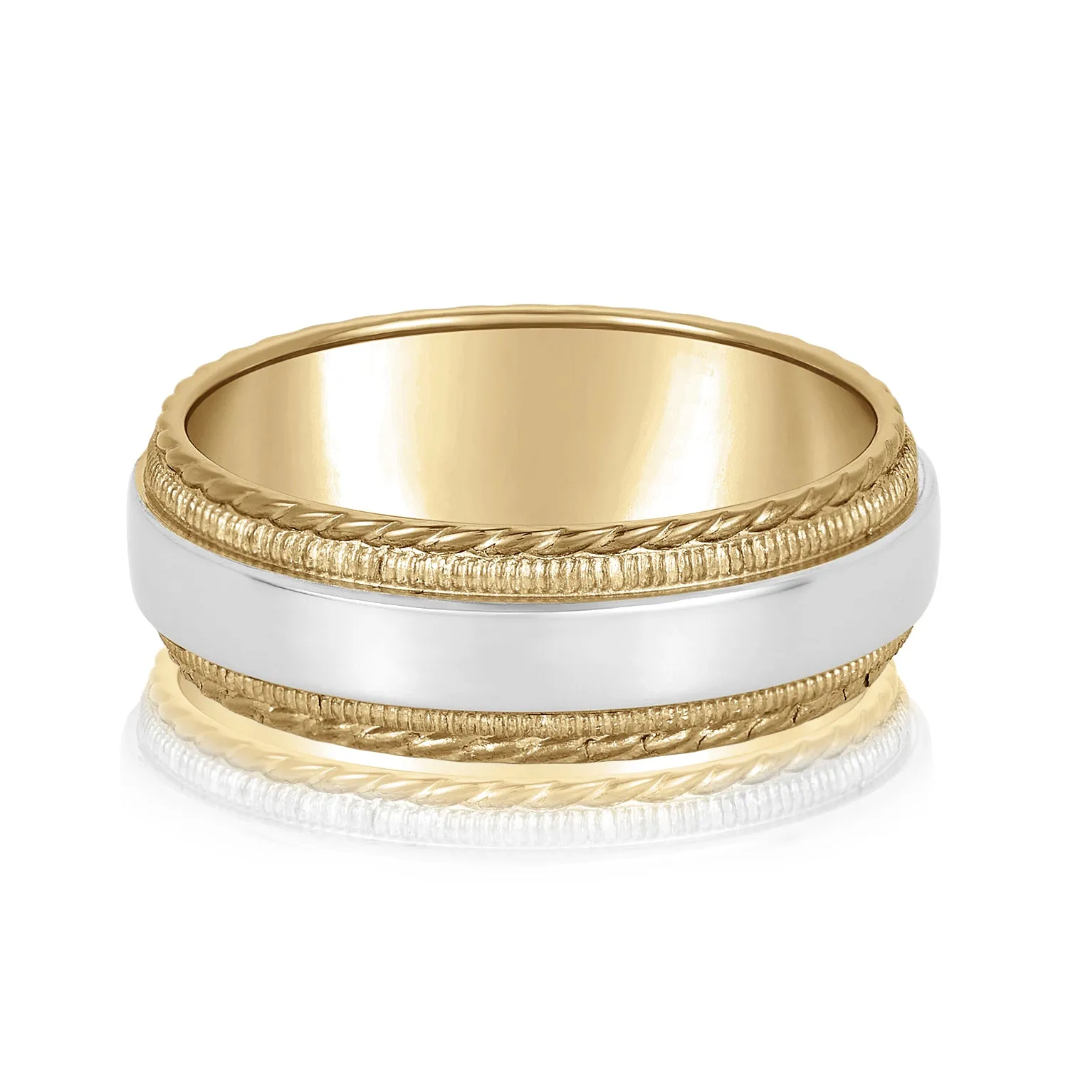 Men's Milgrain Lines and Rope Edges Band