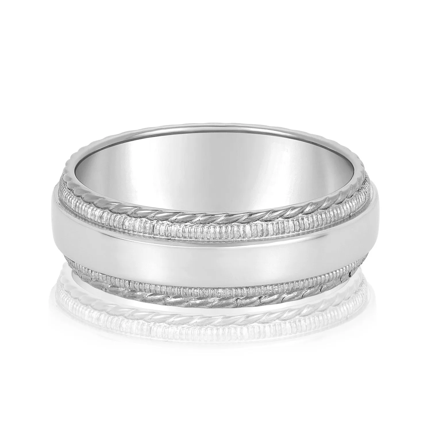 Men's Milgrain Lines and Rope Edges Band