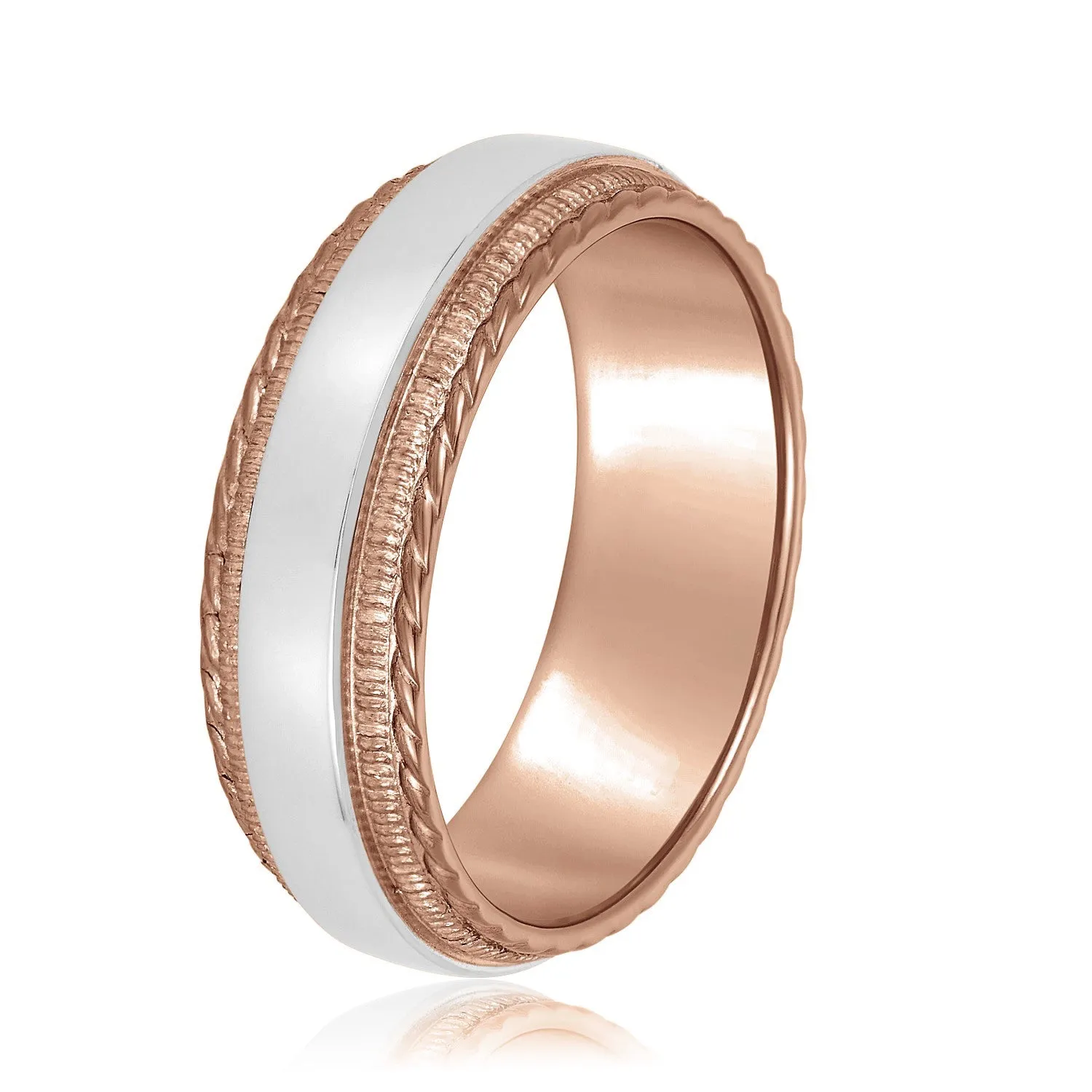 Men's Milgrain Lines and Rope Edges Band