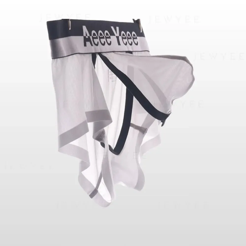 Men's Openable-Pouch Ultra Thin Ice Silk Underpants Up to Size XXL(4-Pack) - JEWYEE AY 847