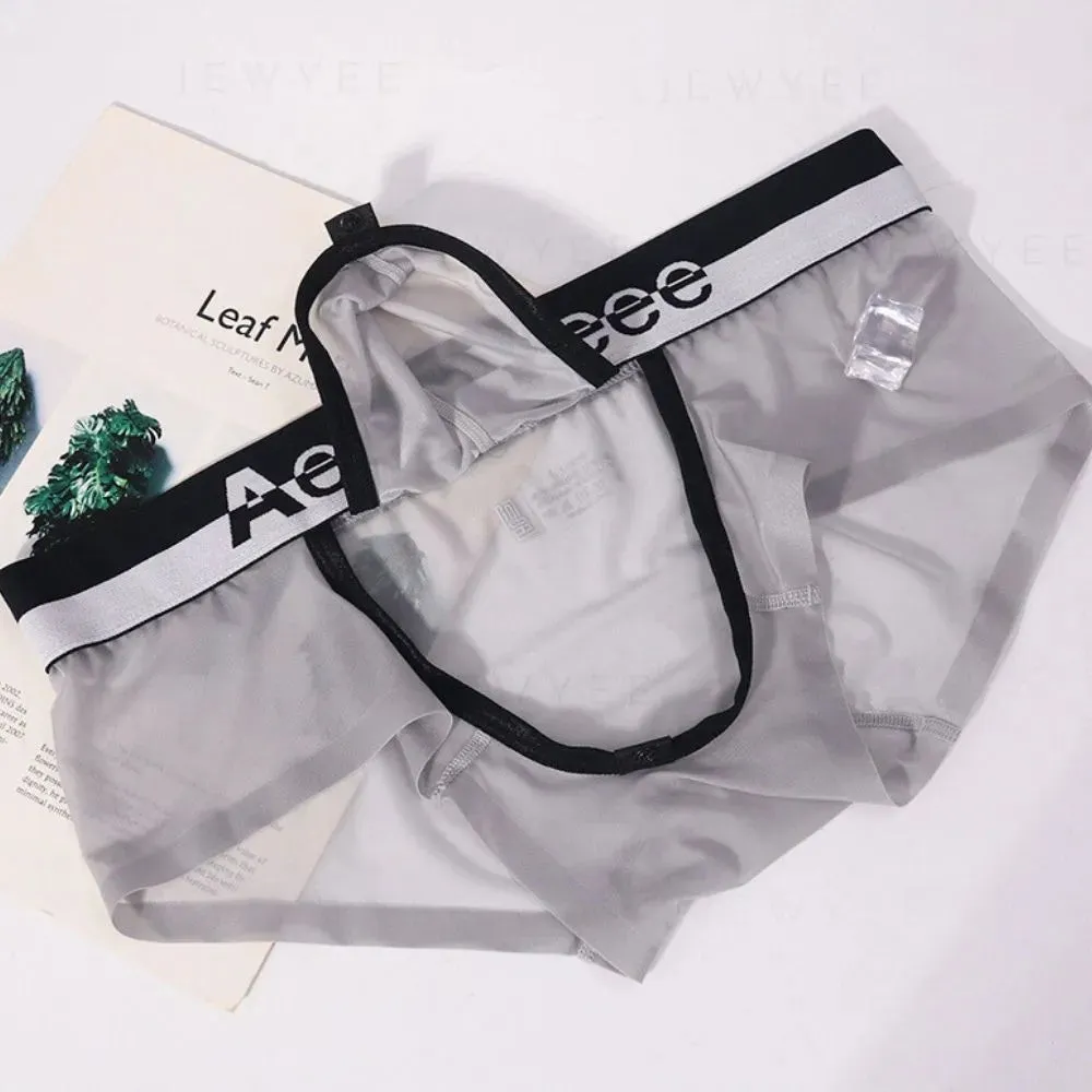Men's Openable-Pouch Ultra Thin Ice Silk Underpants Up to Size XXL(4-Pack) - JEWYEE AY 847