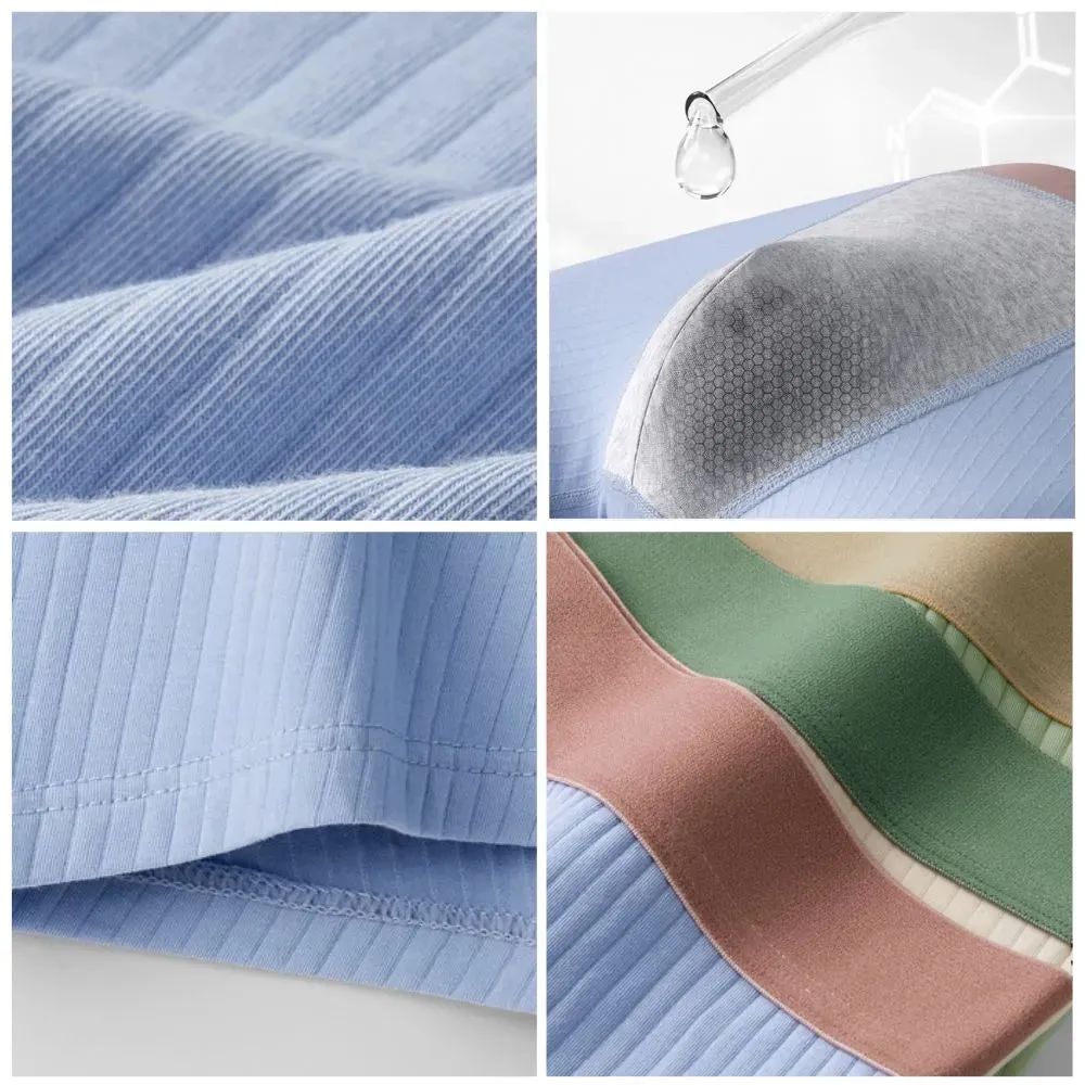 Men's Premium Cotton Ribbed Underpants (4-Pack) -JEWYEE 8893