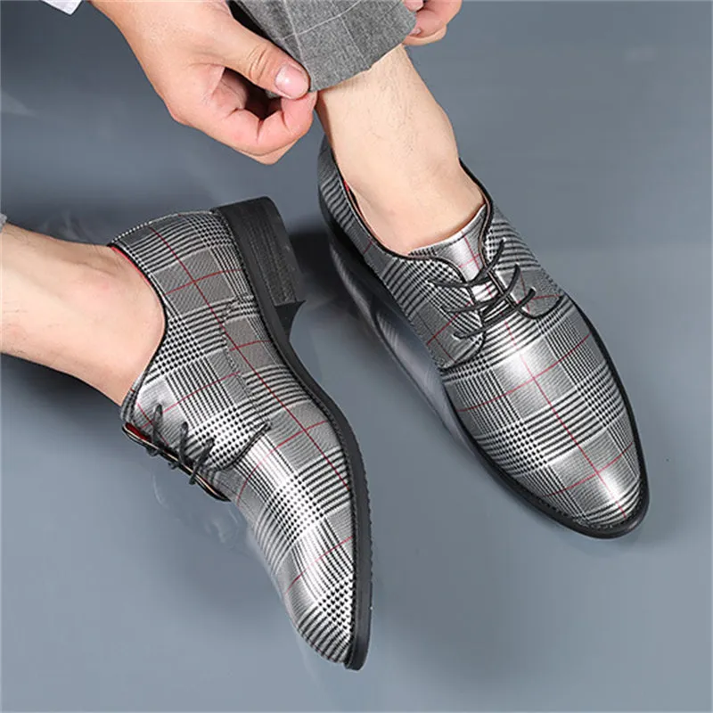 Men's Retro Chic Plaid Lace Up Dress Shoes