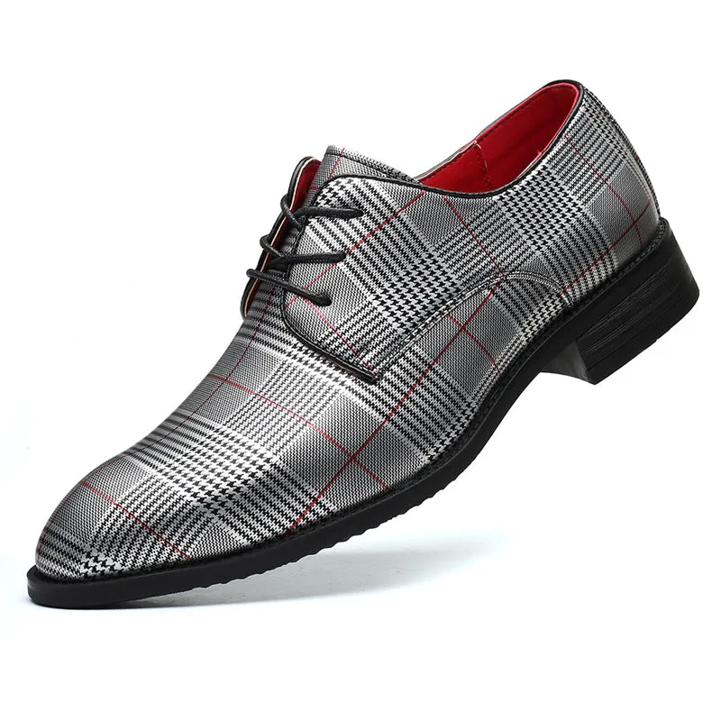 Men's Retro Chic Plaid Lace Up Dress Shoes