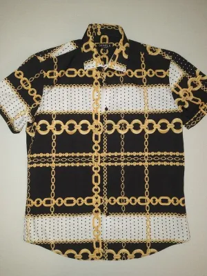 Men's Short Sleeve Midas Touch Design Button Down