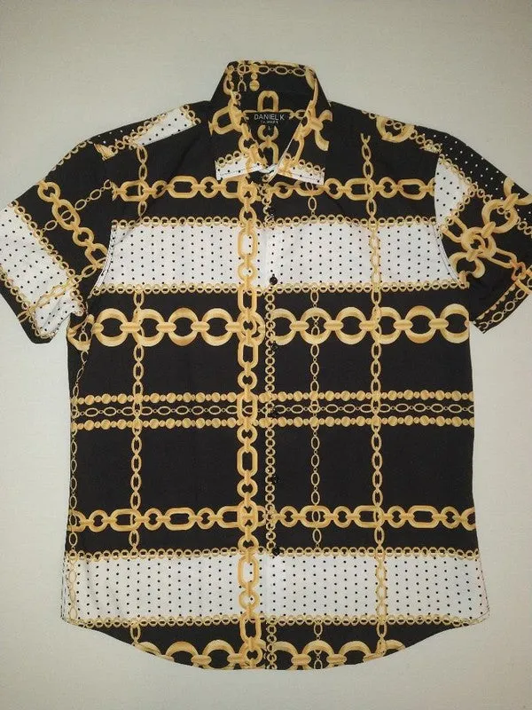 Men's Short Sleeve Midas Touch Design Button Down
