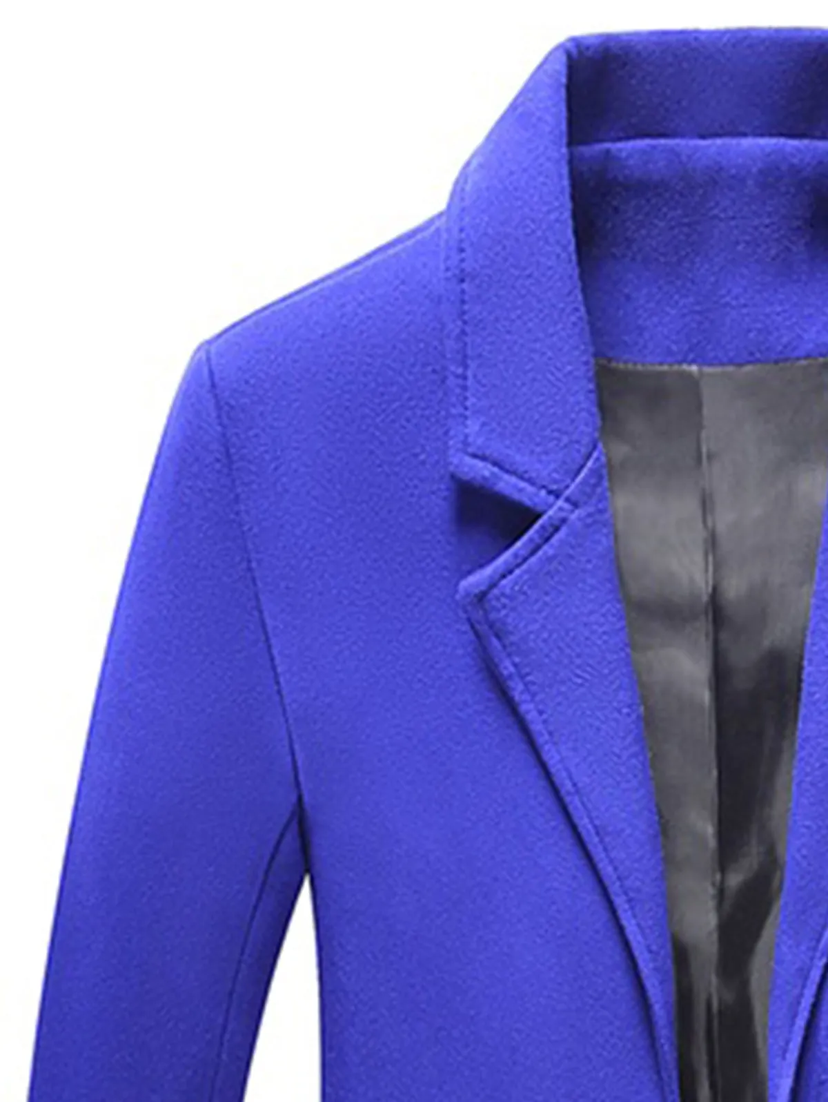 Men's Solid Color Single Breasted Wool Blend Longline Coat
