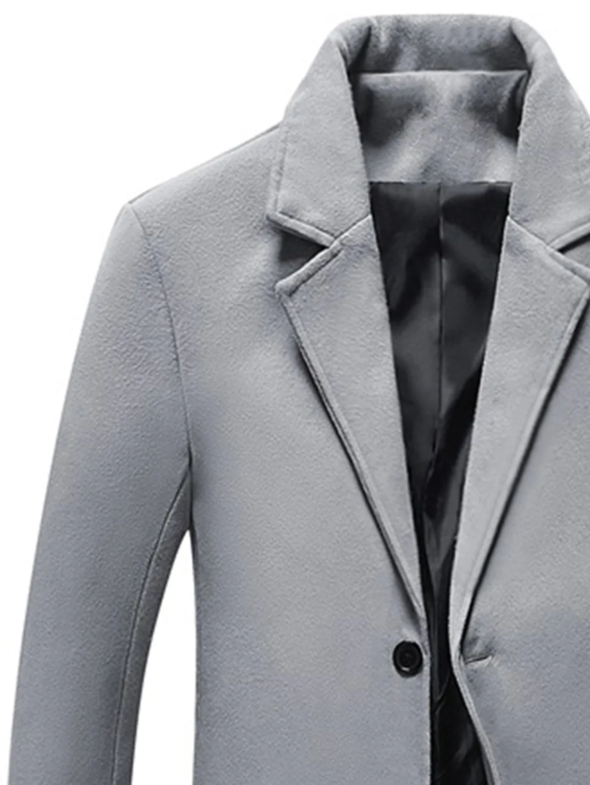 Men's Solid Color Single Breasted Wool Blend Longline Coat