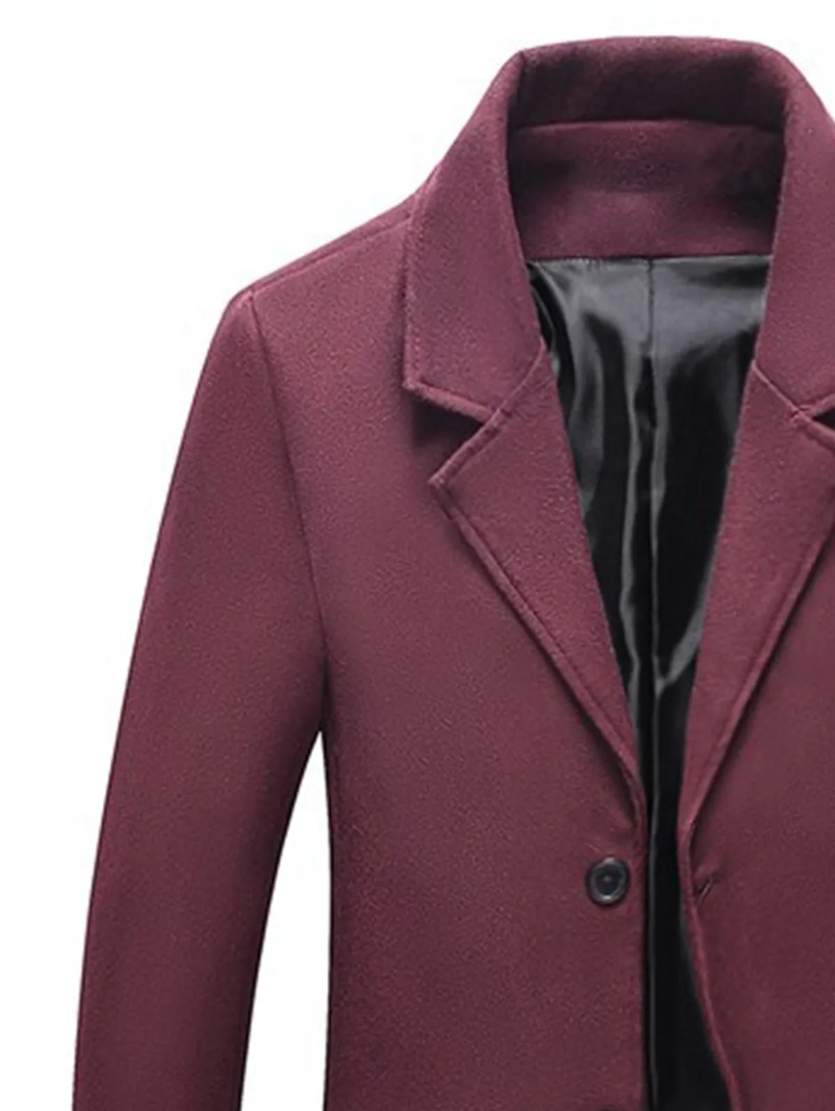 Men's Solid Color Single Breasted Wool Blend Longline Coat
