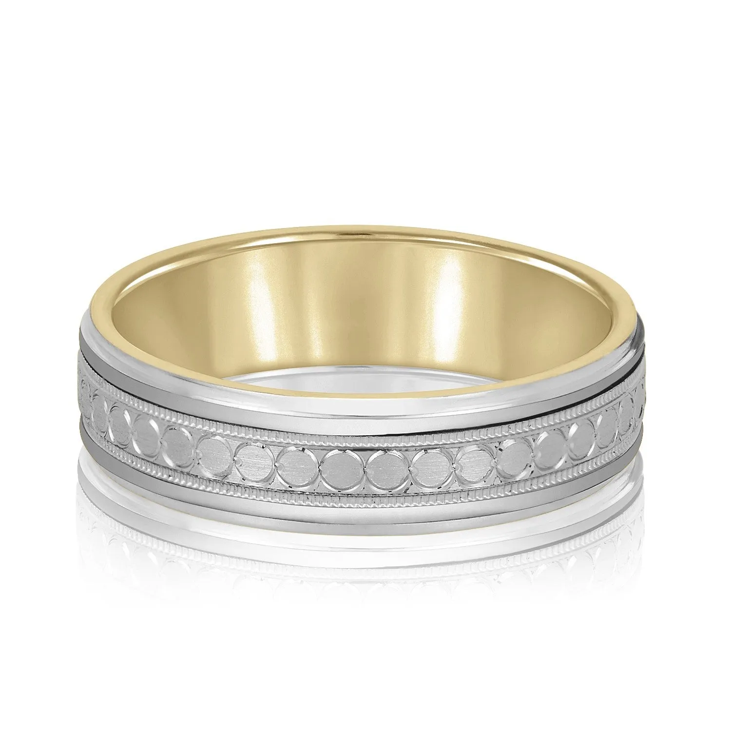 Men's Stamped Design Milgrain Band