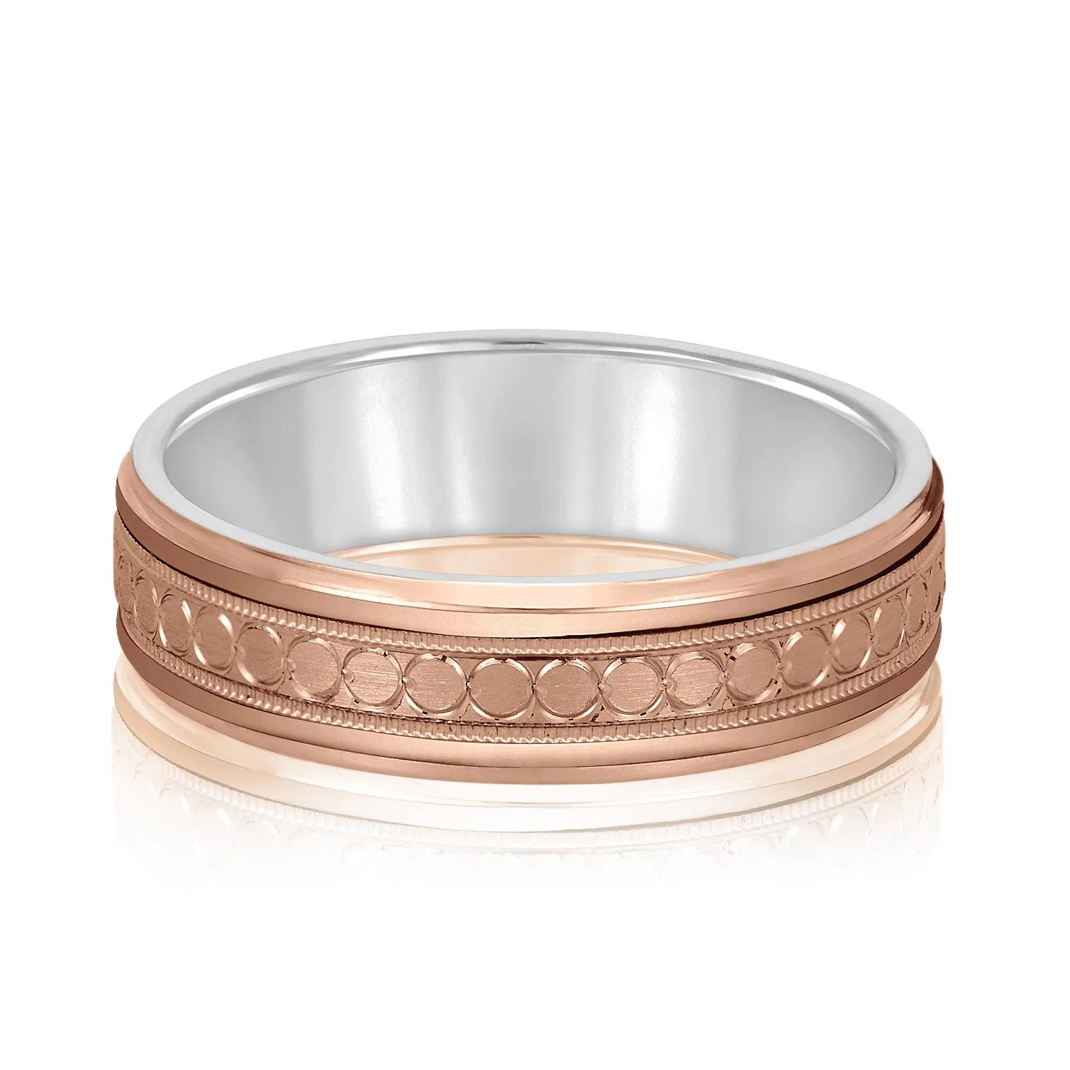 Men's Stamped Design Milgrain Band