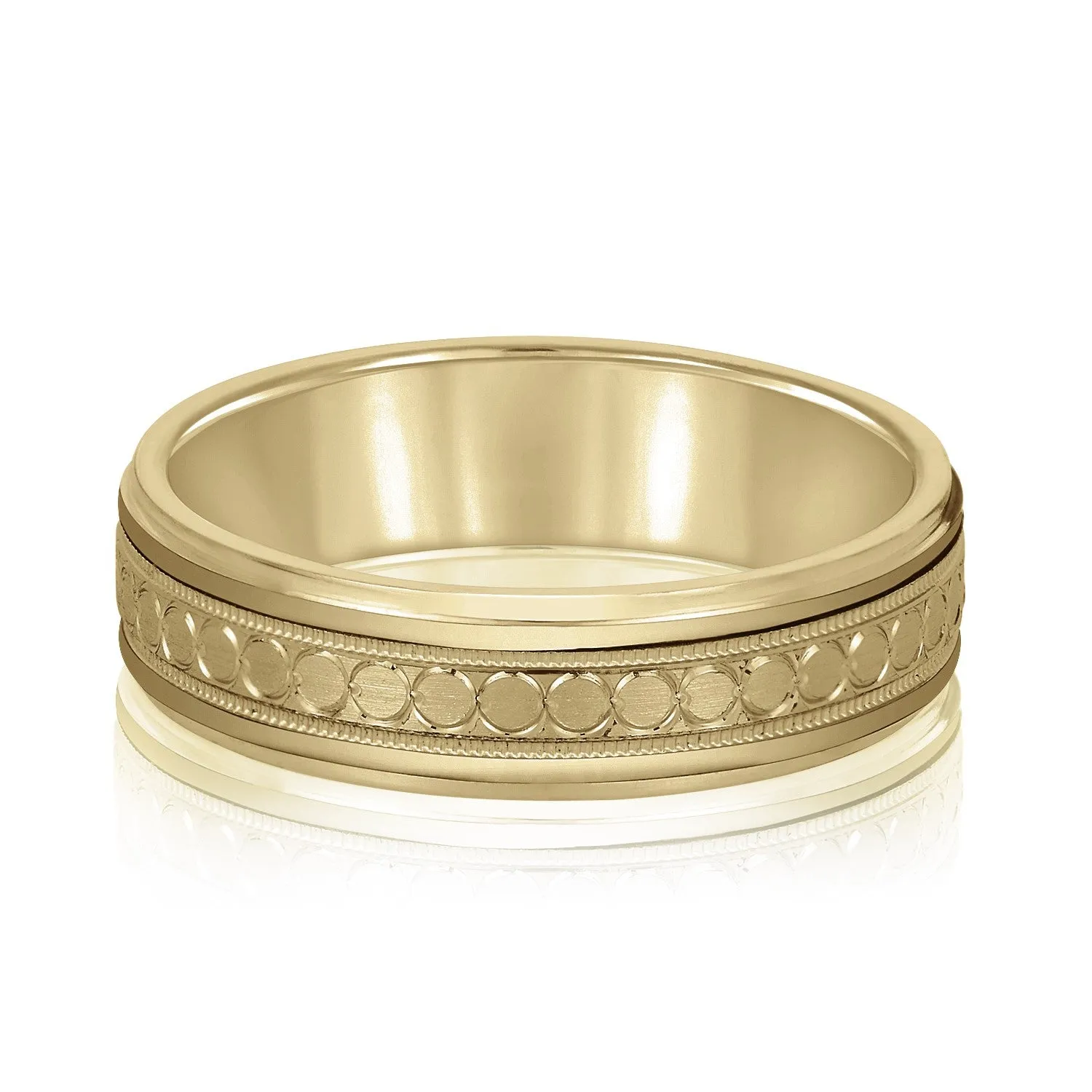 Men's Stamped Design Milgrain Band