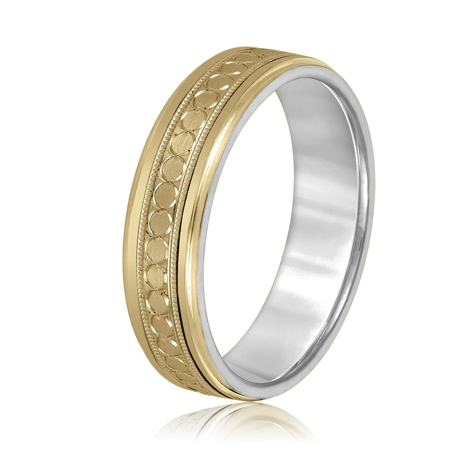 Men's Stamped Design Milgrain Band