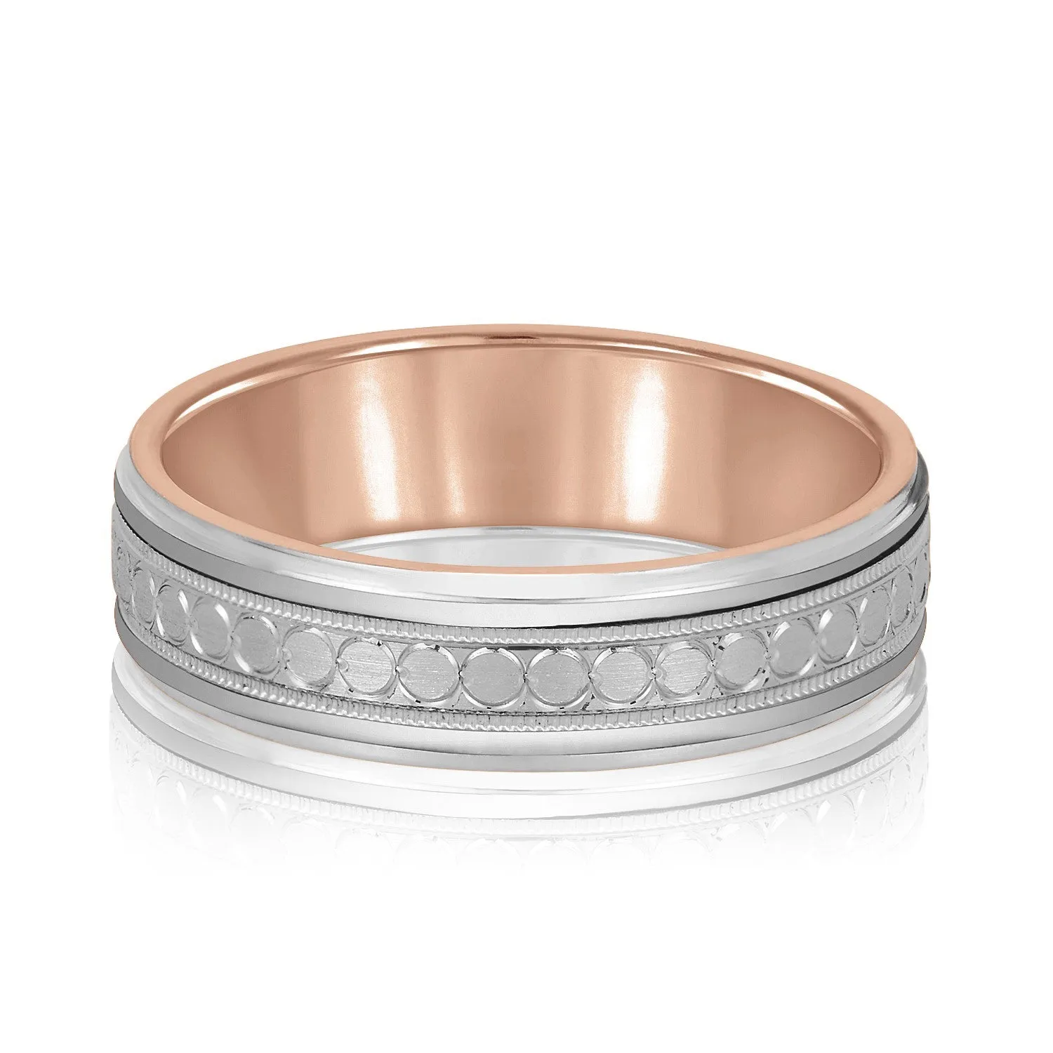 Men's Stamped Design Milgrain Band