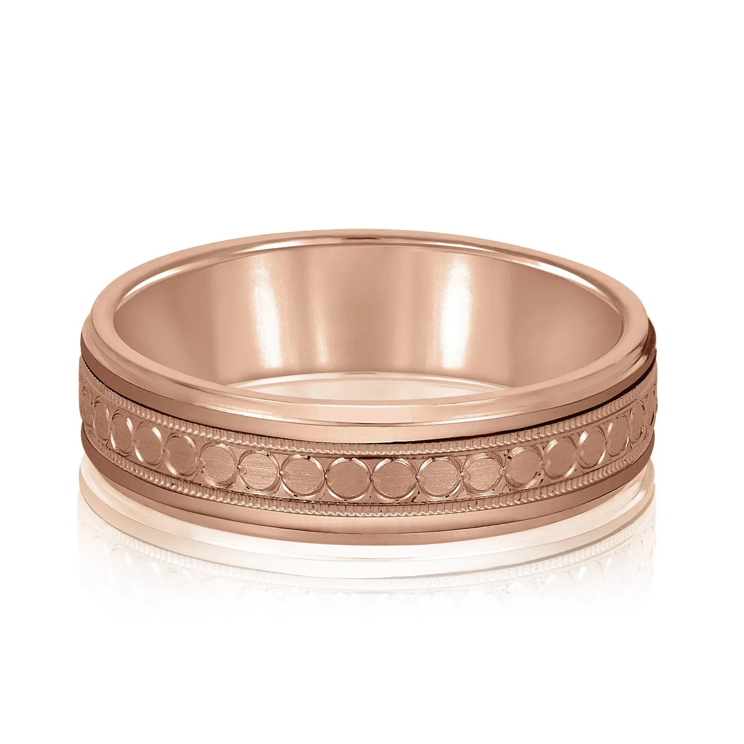 Men's Stamped Design Milgrain Band