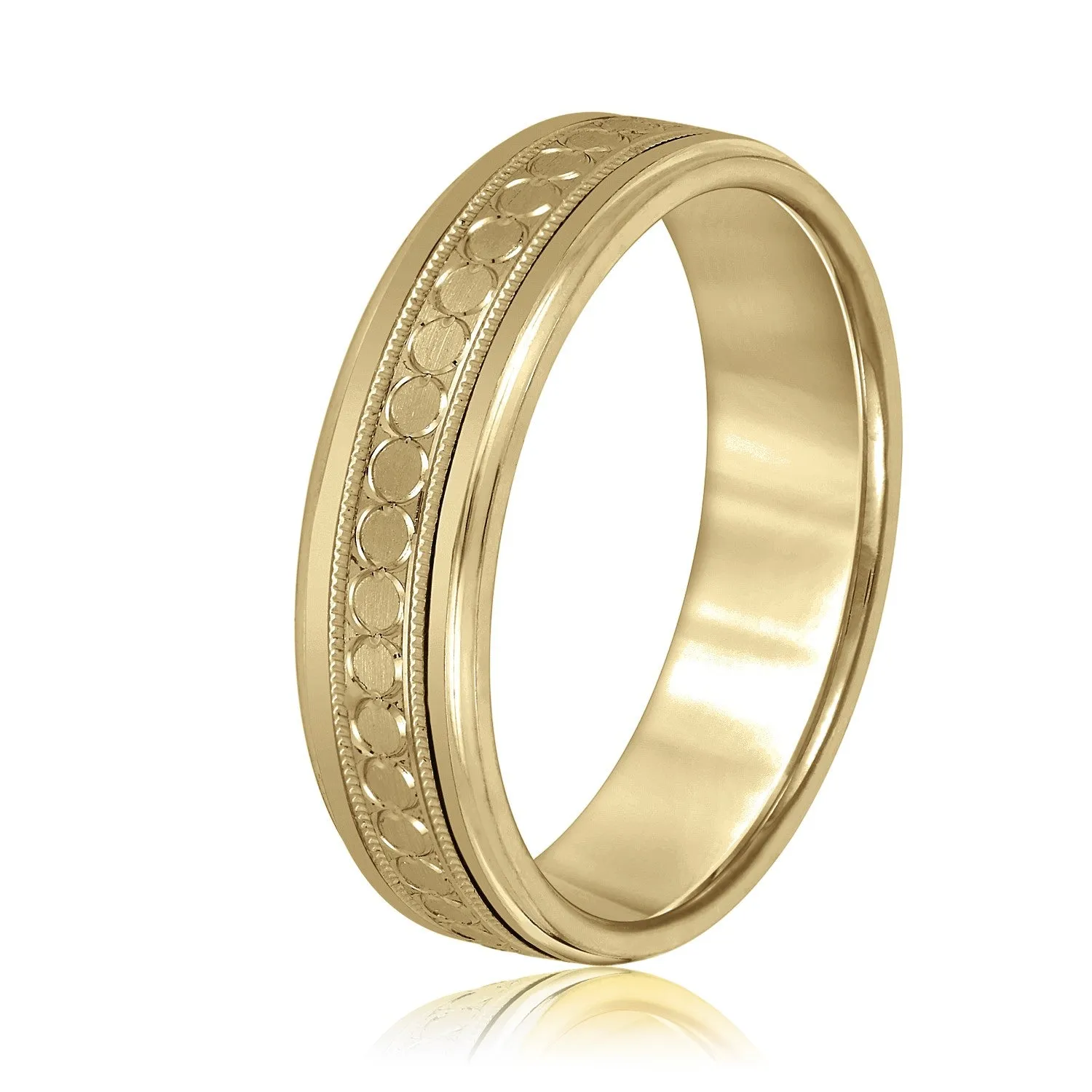 Men's Stamped Design Milgrain Band
