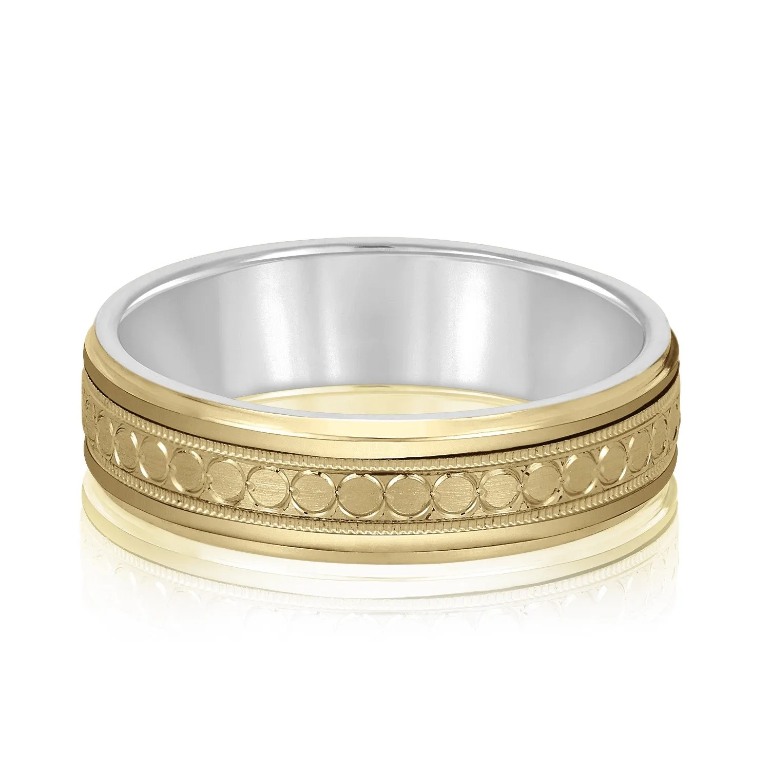 Men's Stamped Design Milgrain Band