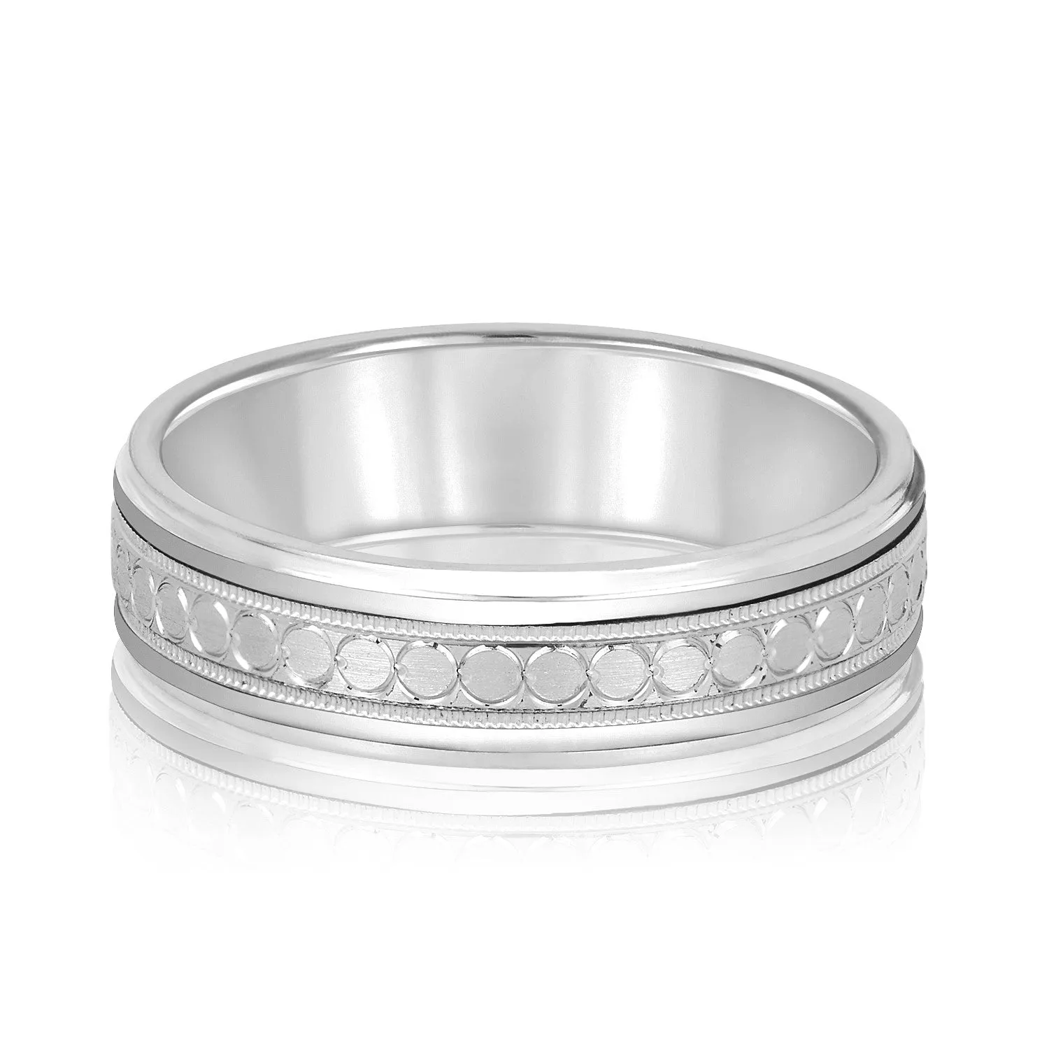 Men's Stamped Design Milgrain Band