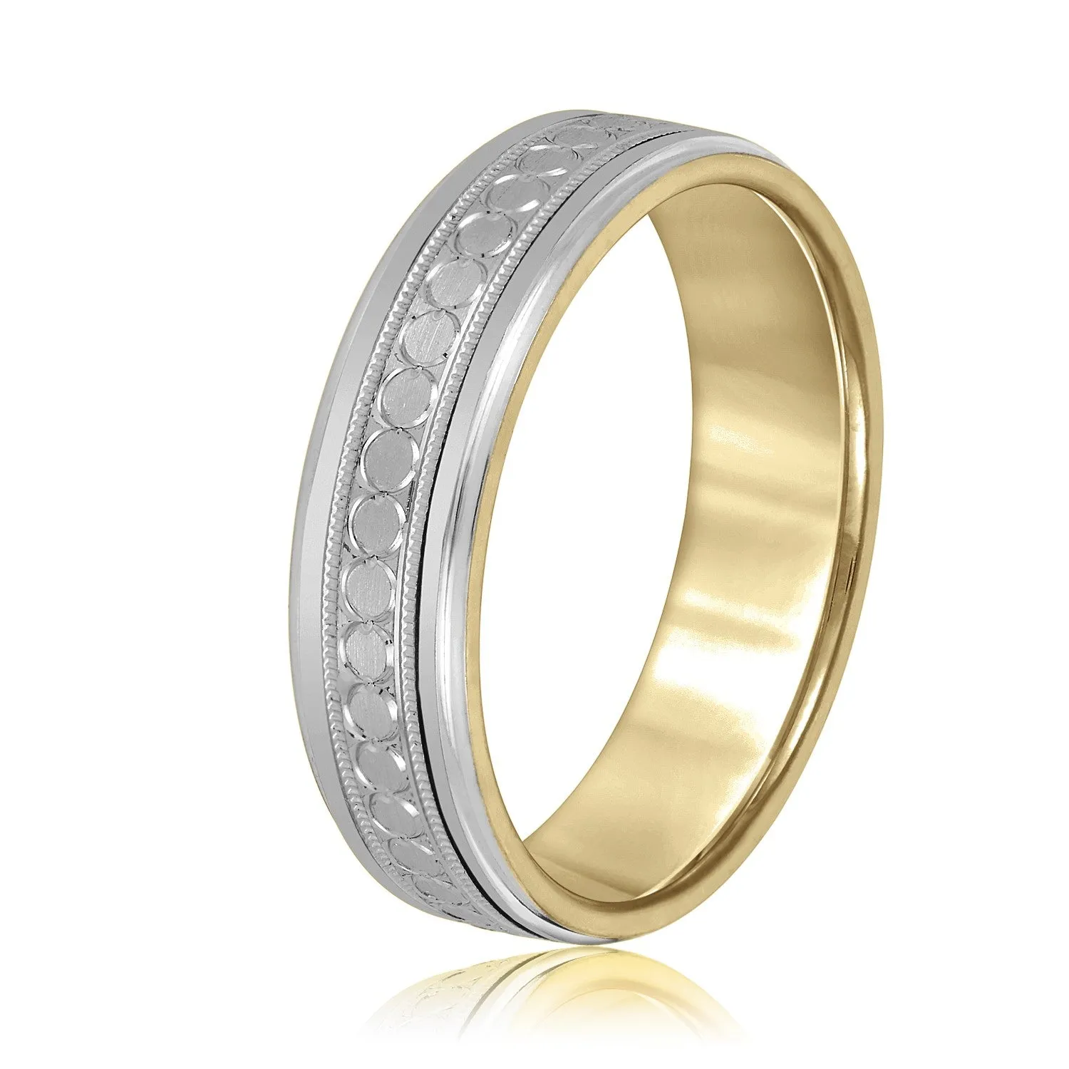 Men's Stamped Design Milgrain Band