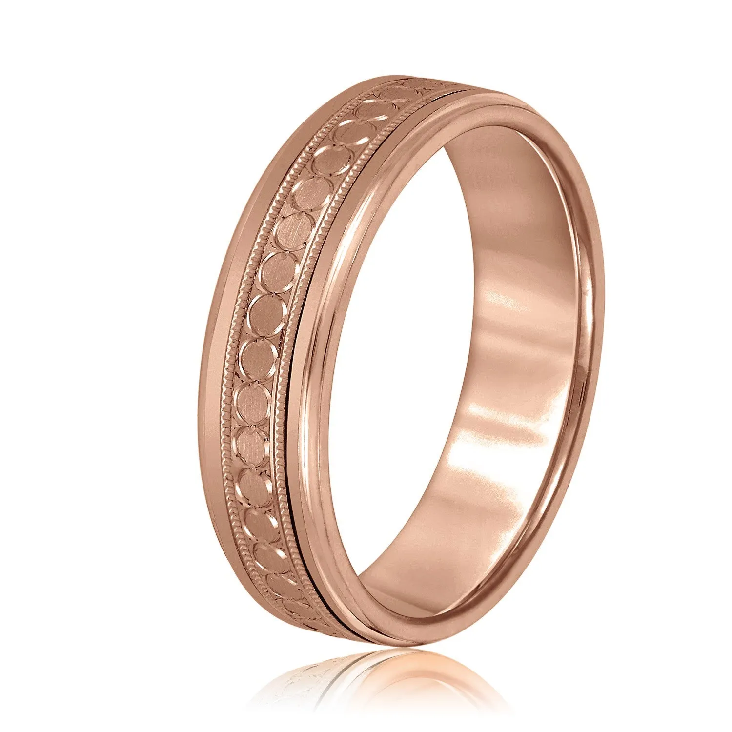 Men's Stamped Design Milgrain Band