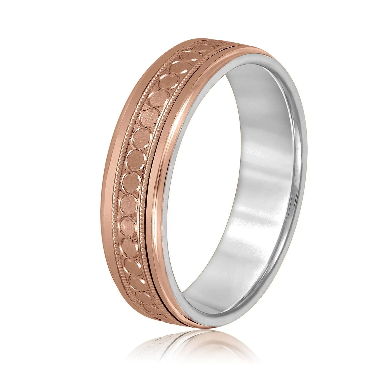 Men's Stamped Design Milgrain Band