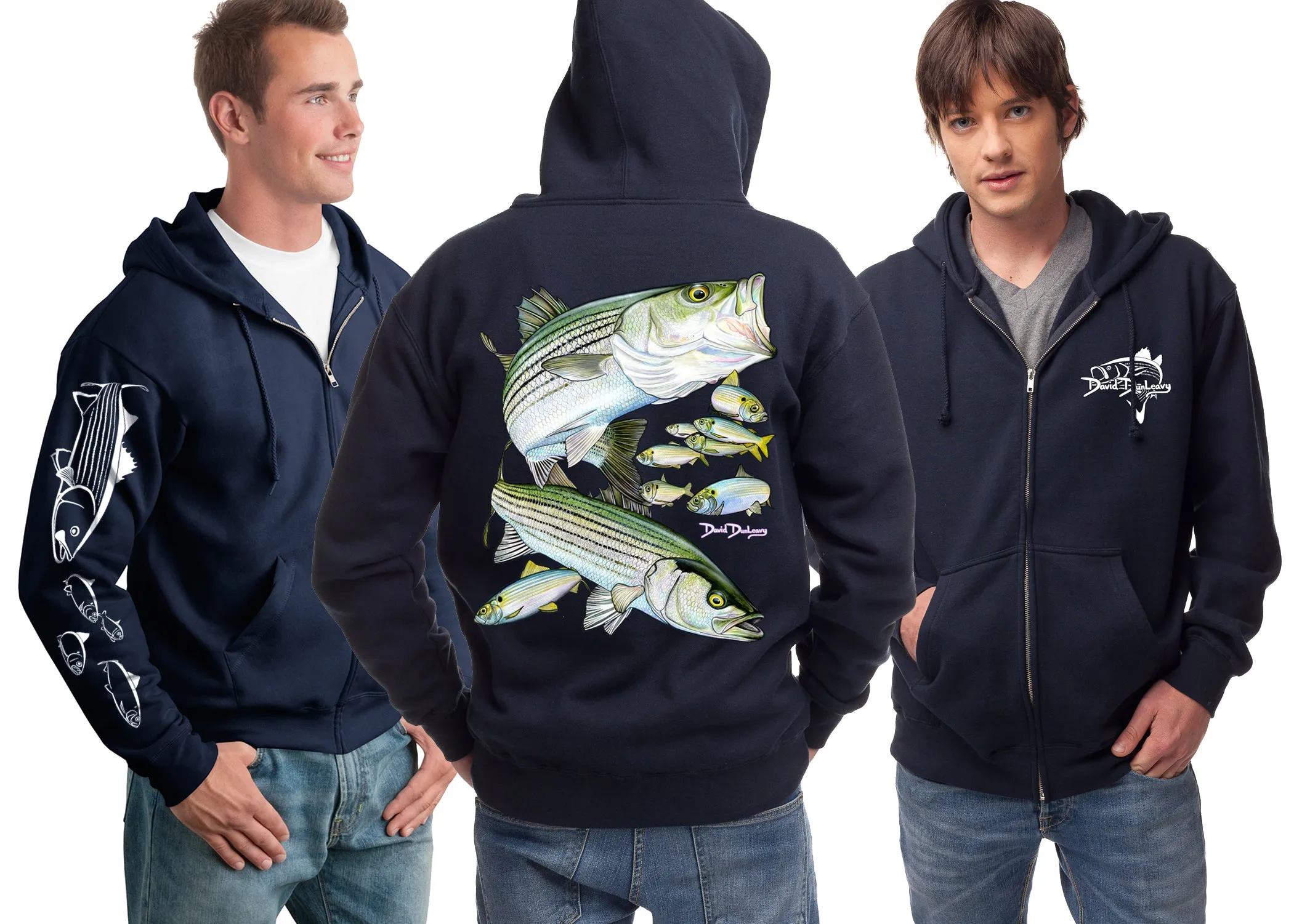 Men's Striped Bass Zip Hoodie