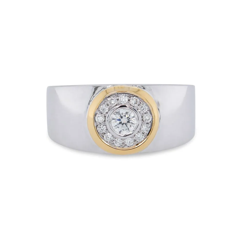 Men's Two-Tone Solitaire and Halo Diamond Band