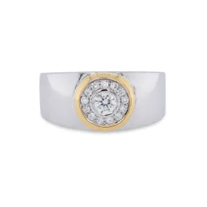 Men's Two-Tone Solitaire and Halo Diamond Band